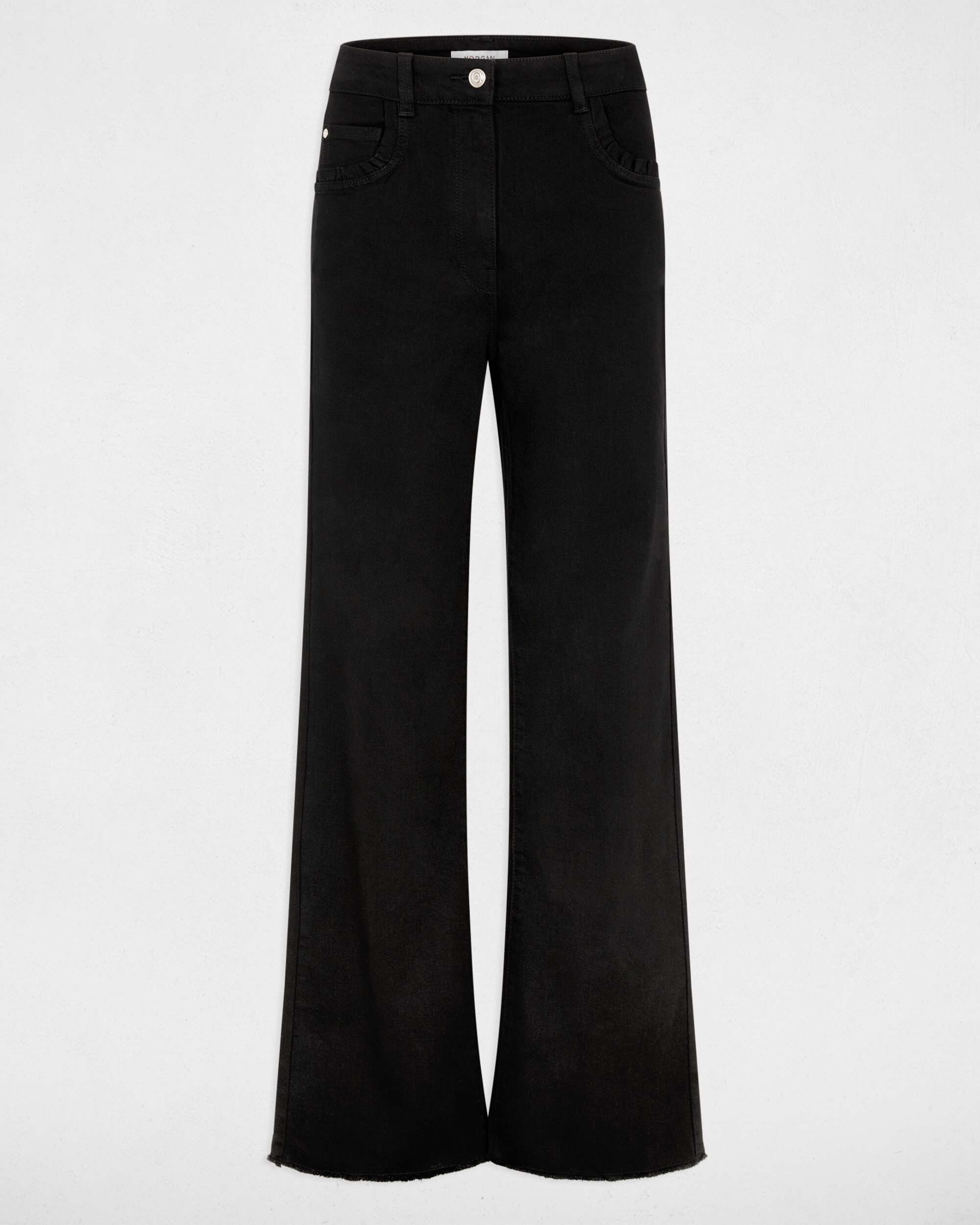 Jeans Largos de Cintura Subida Preto-2