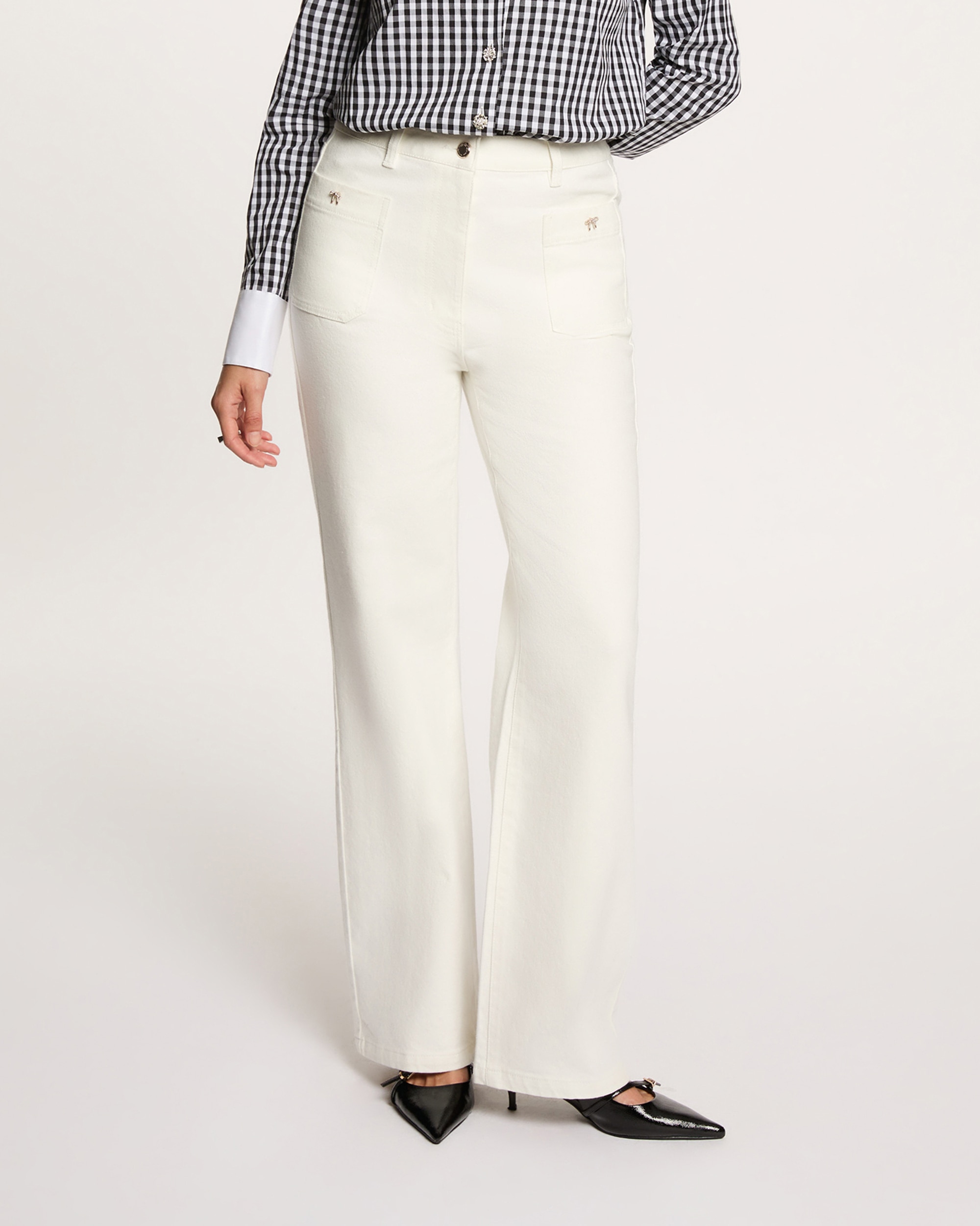 Imagem 0 de Calças Jeans Largas de Cintura Subida