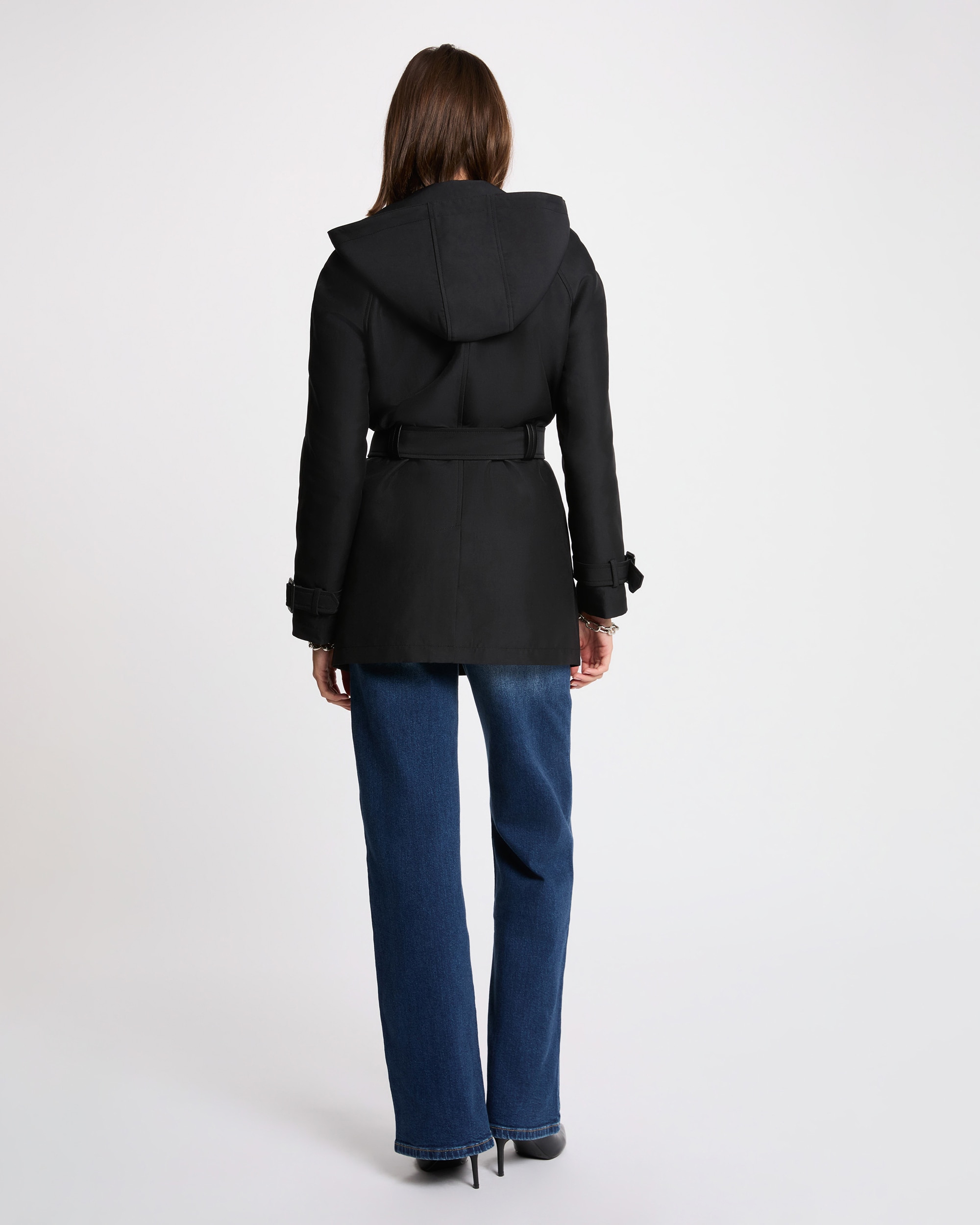 Gabardina Midi com Capuz Preto-3