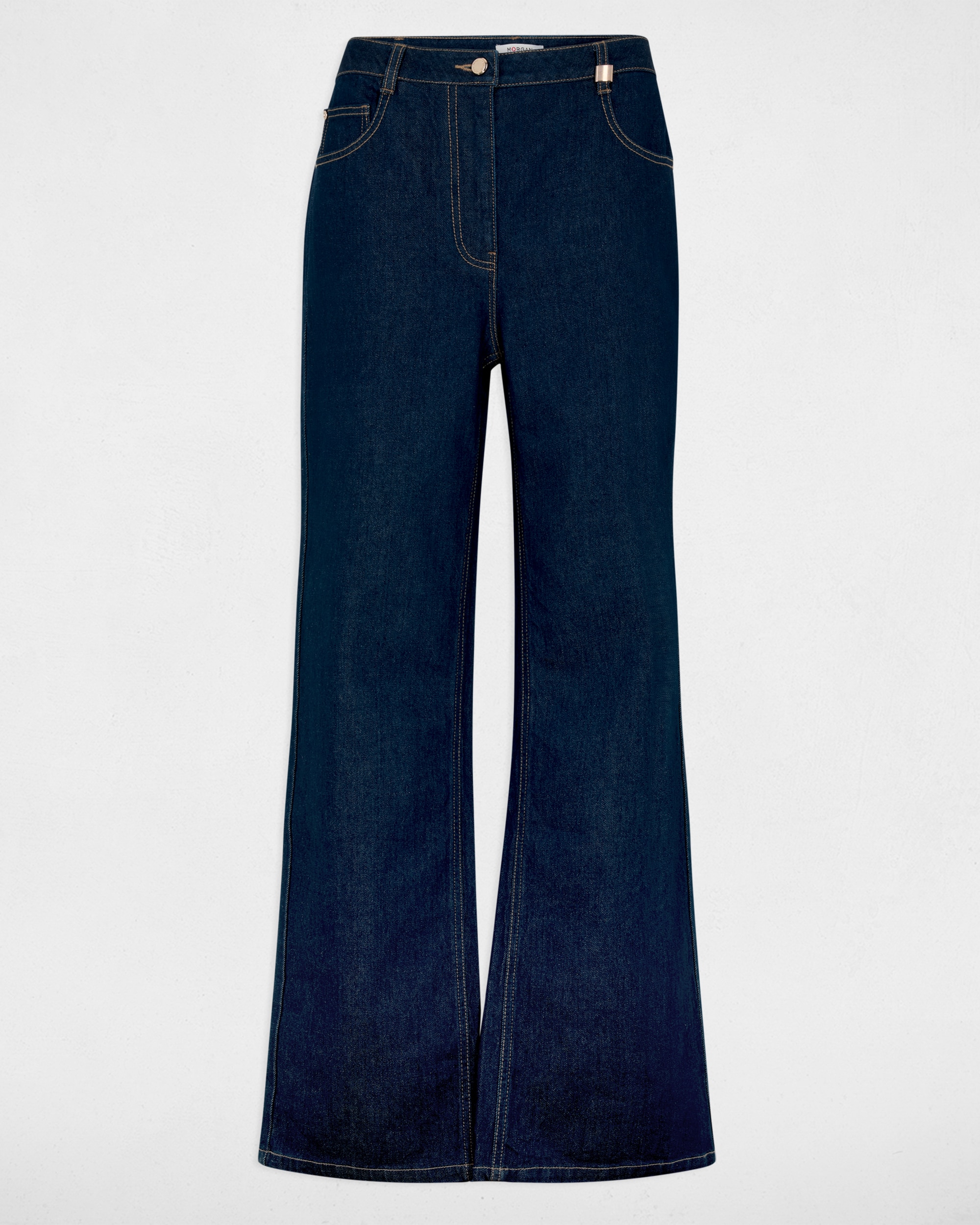 Jeans Largo de Cintura Subida Azul-escuro-2