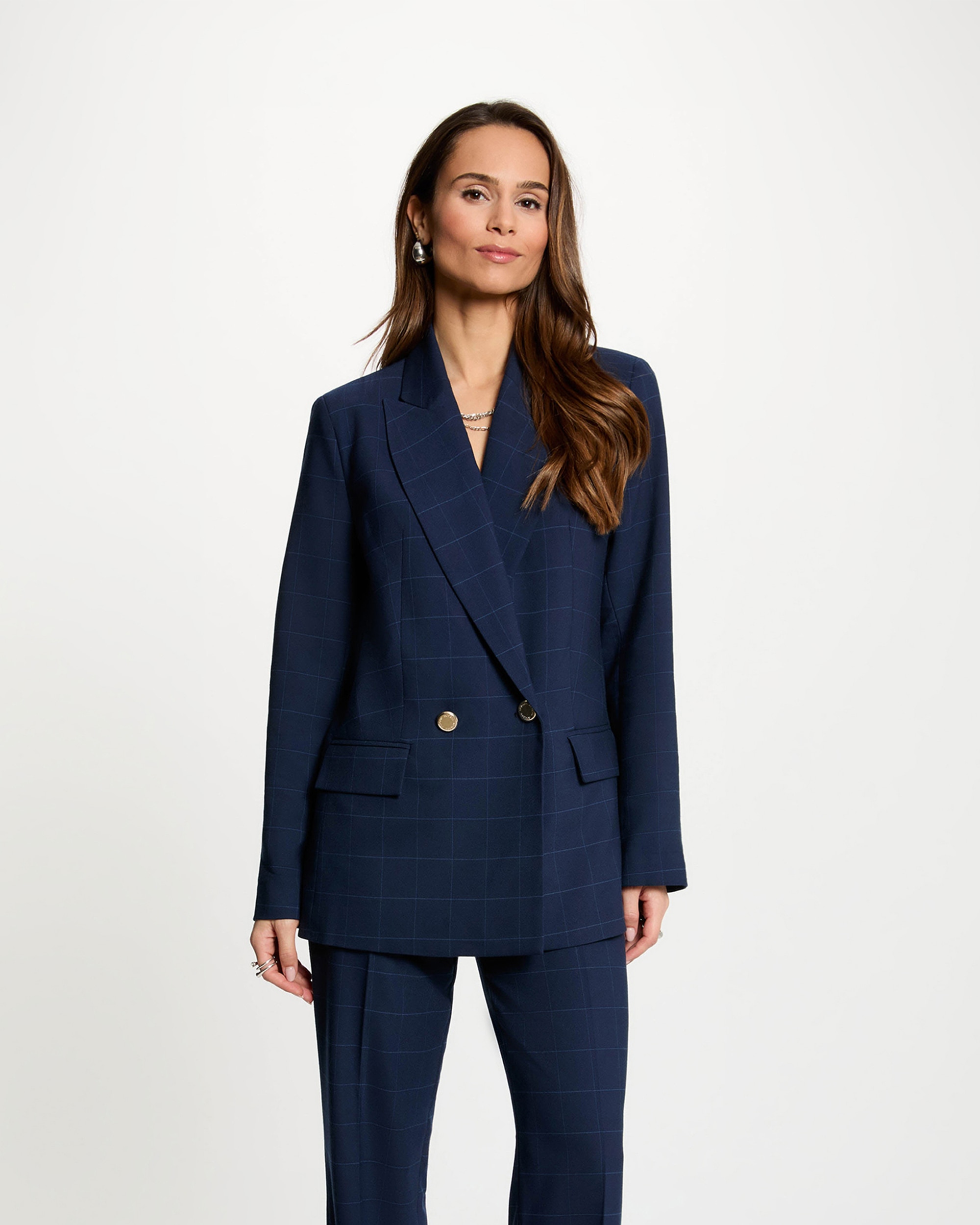 Imagem 0 de Casaco Ajustado com Estampado Aos Quadrados