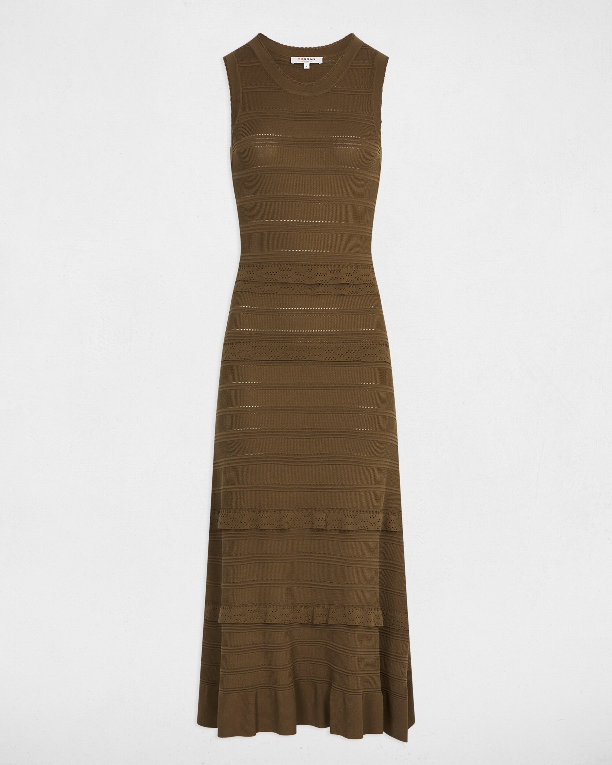 Vestido Comprido de Malha Ajustado sem Mangas Verde-militar-2