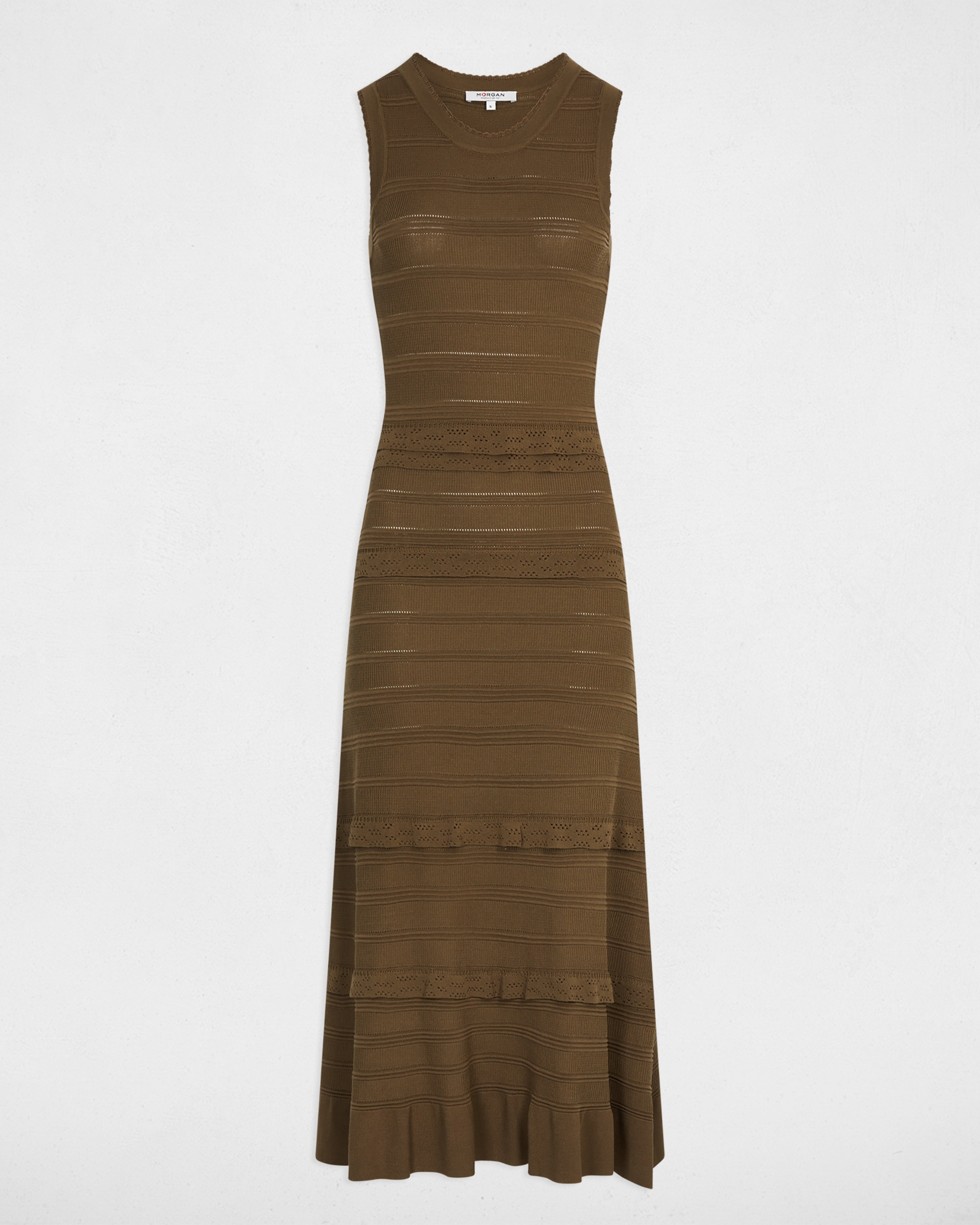 Vestido Comprido de Malha Ajustado sem Mangas Verde-militar-2