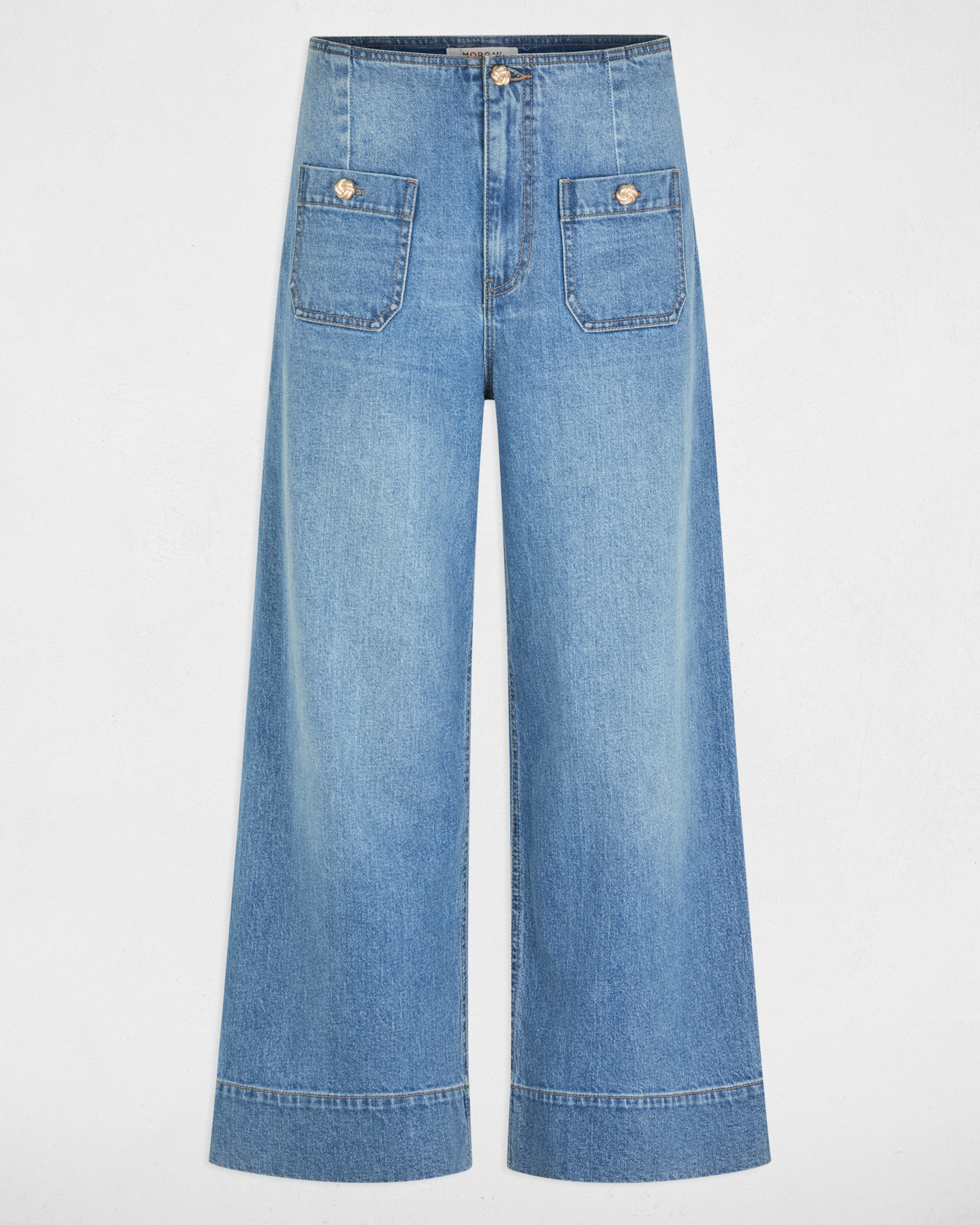 Jeans Largo de Cintura Subida Corte 7/8 Azul denim-2