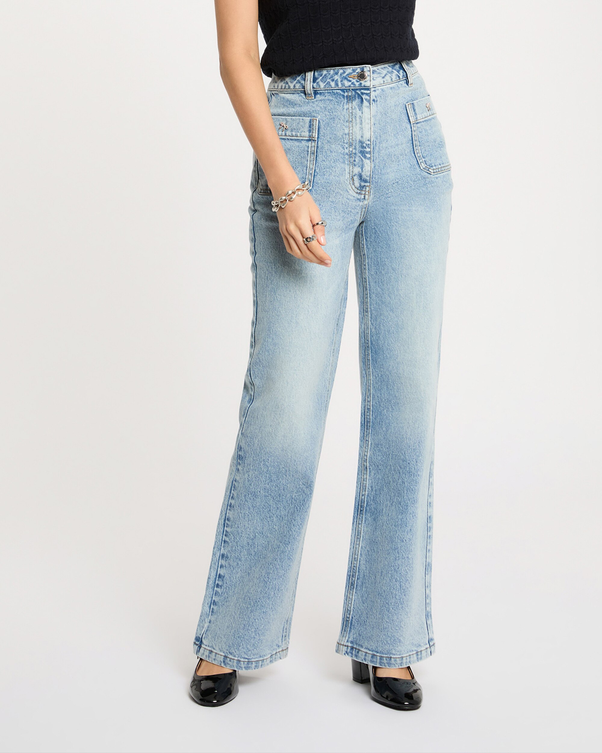Imagem 0 de Jeans Largos de Cintura Subida