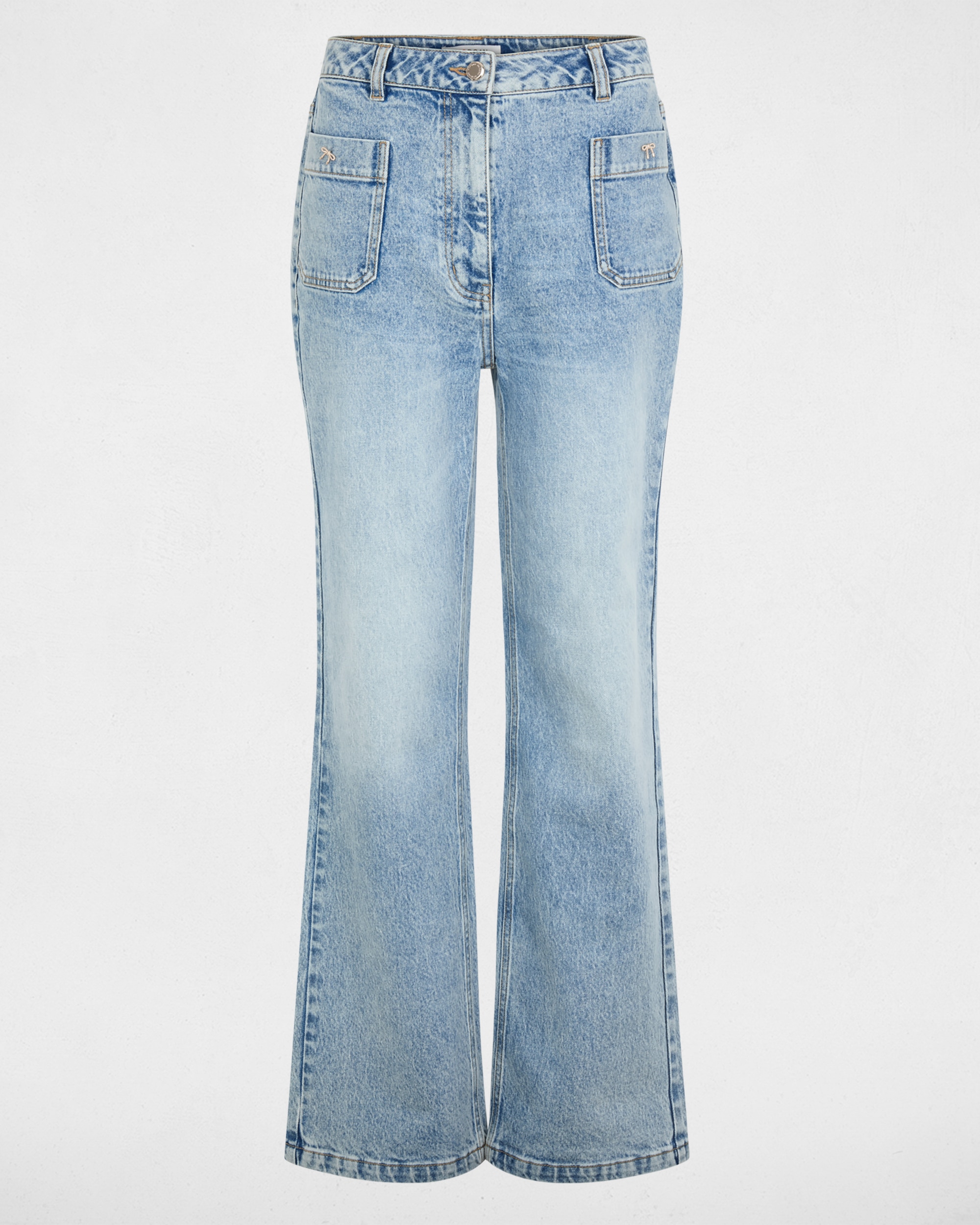 Jeans Largos de Cintura Subida Azul denim-2