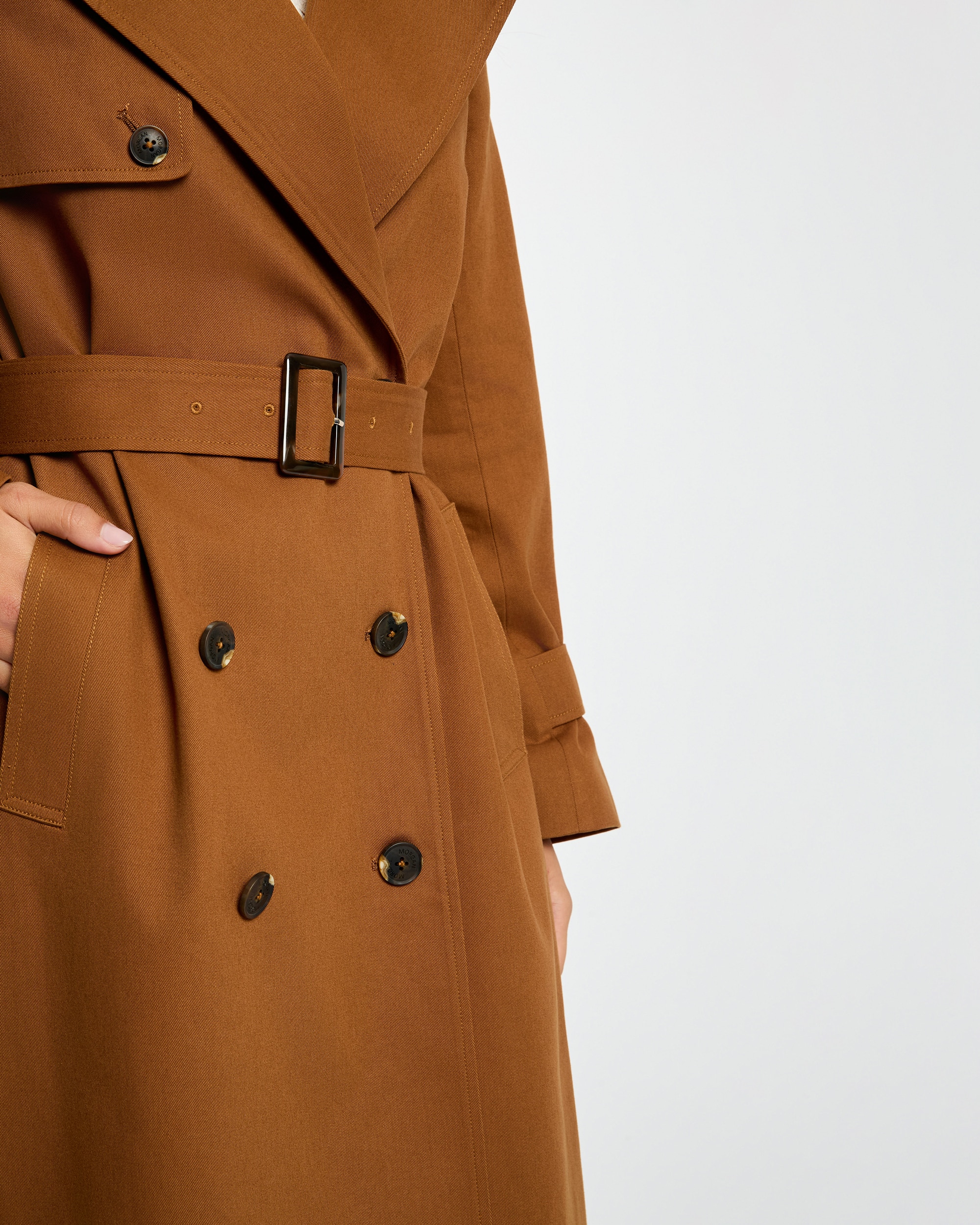 Gabardina Comprida com Gola Sastre Castanho-5