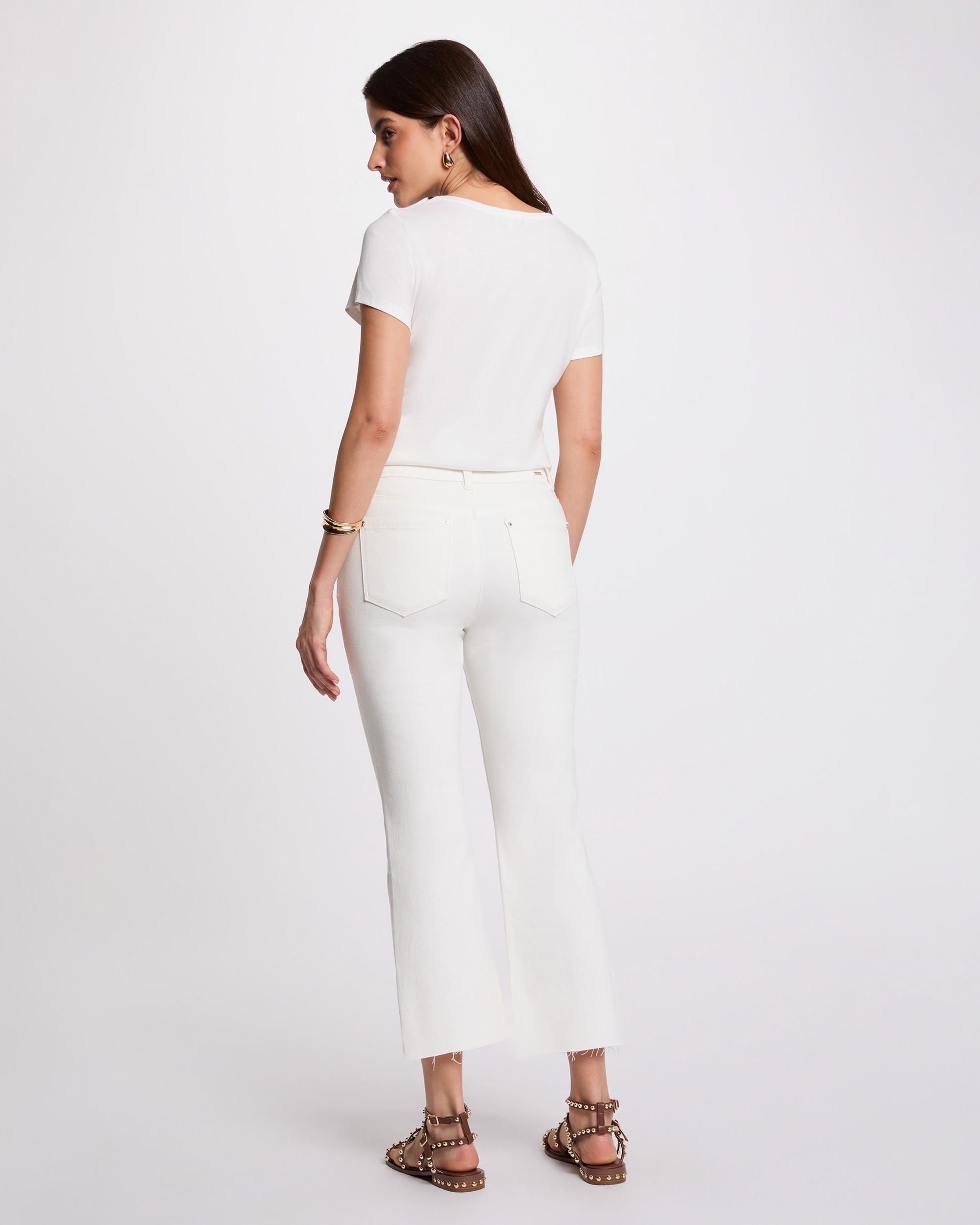 Jeans Flare em Corte 7/8 Branco-3