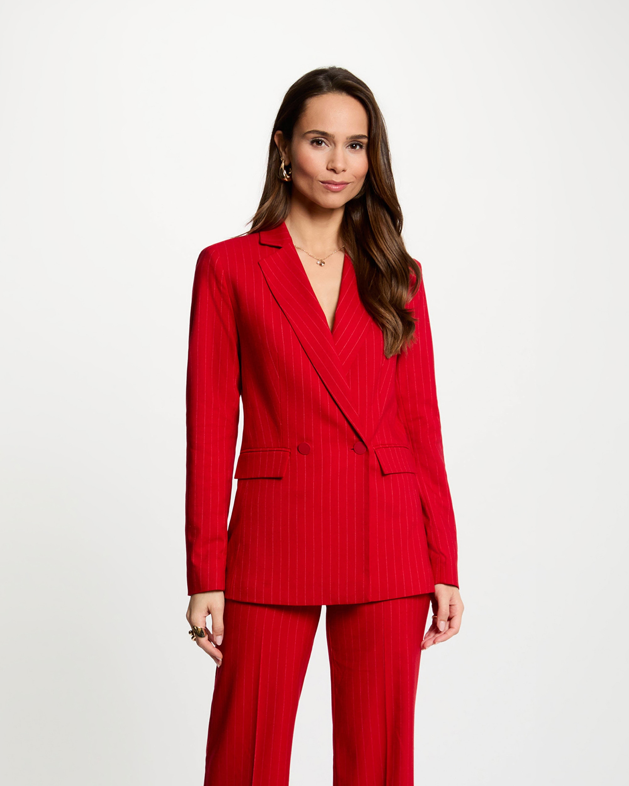 Imagem 0 de Casaco Ajustado com Estampado Às Riscas