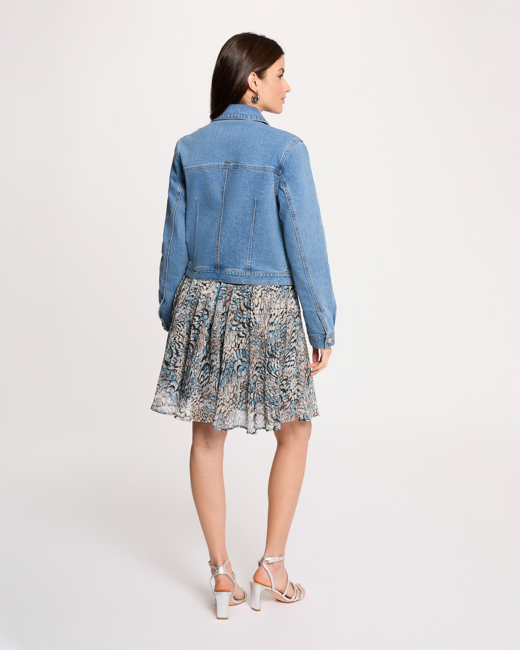 Blusão Jeans Curto com Manga 3/4 Azul denim-3