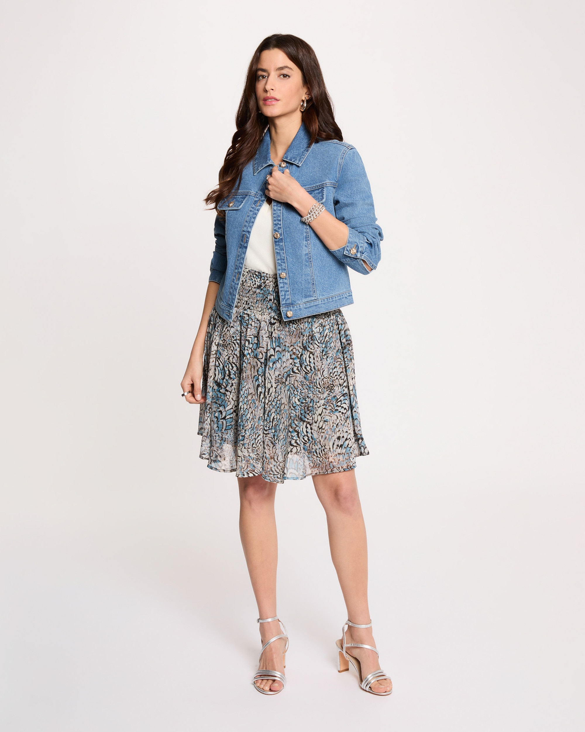 Blusão Jeans Curto com Manga 3/4 Azul denim-4
