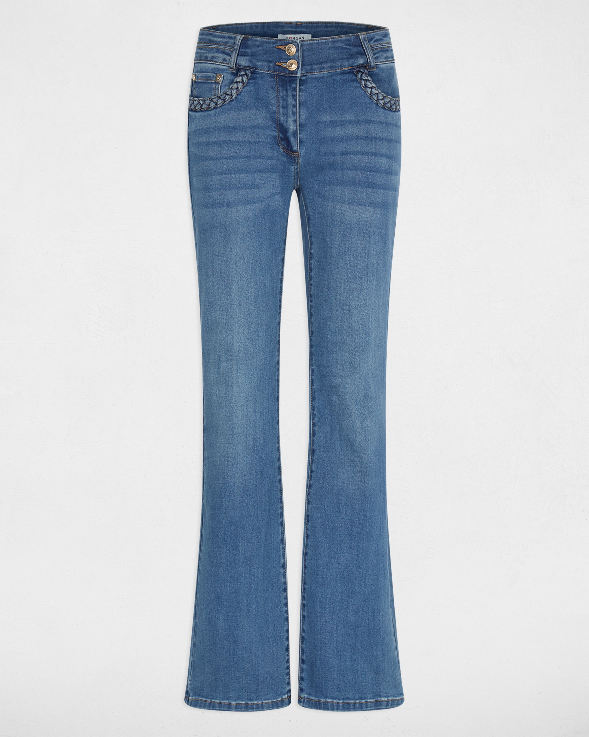 Jeans Bootcut Entrançado Azul-2
