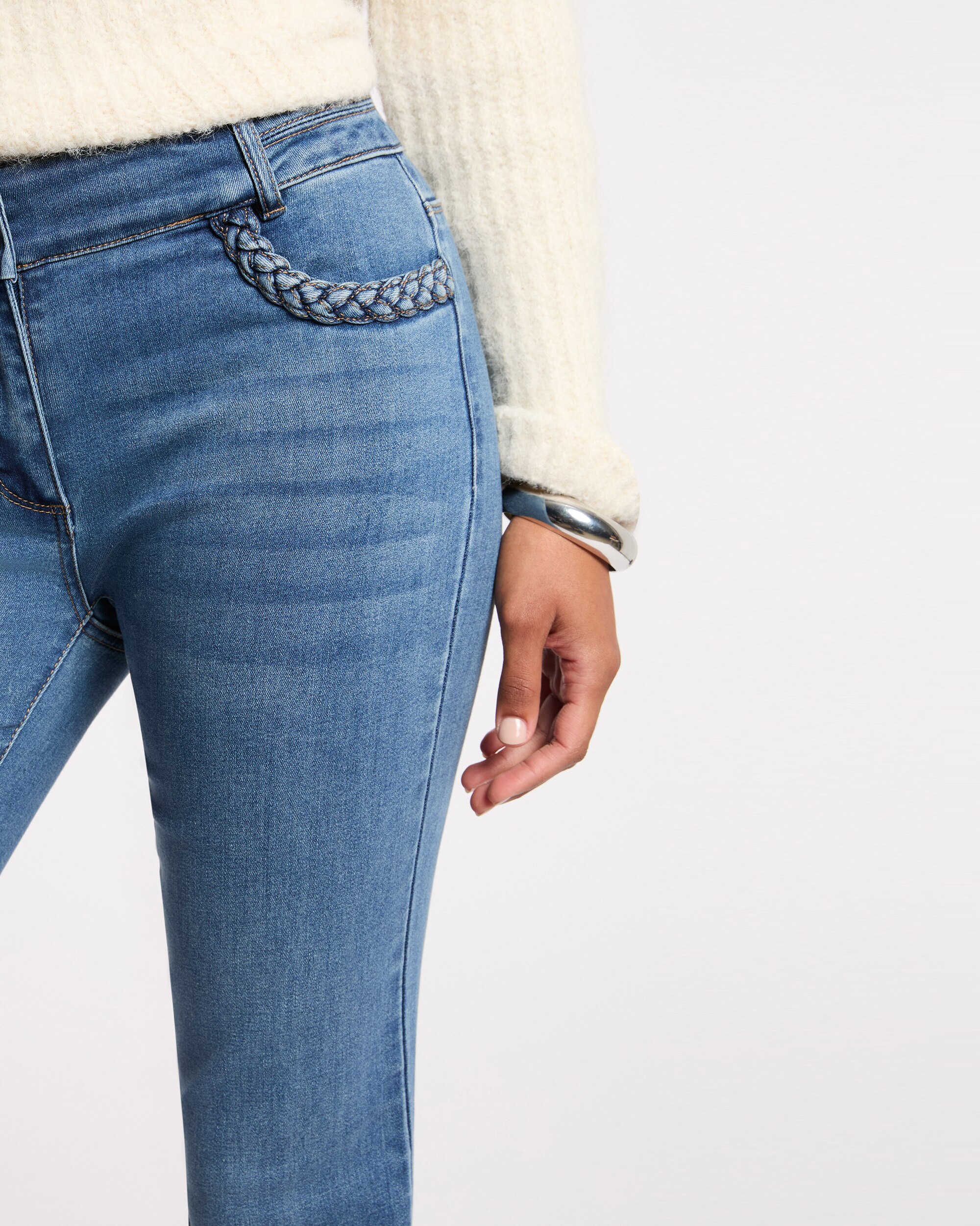 Jeans Bootcut Entrançado Azul-5