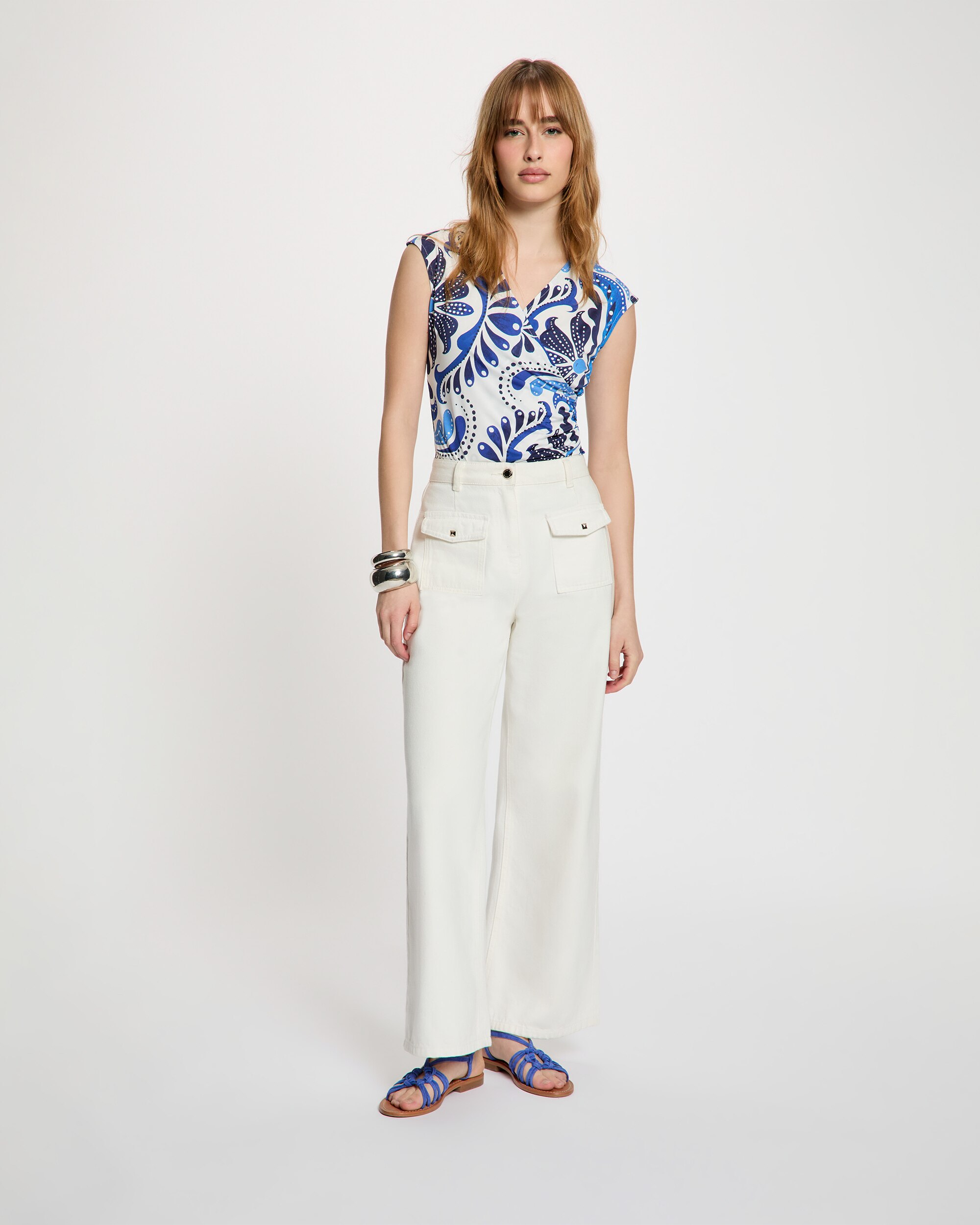 T-shirt Ajustada sem Mangas Multicolor-4