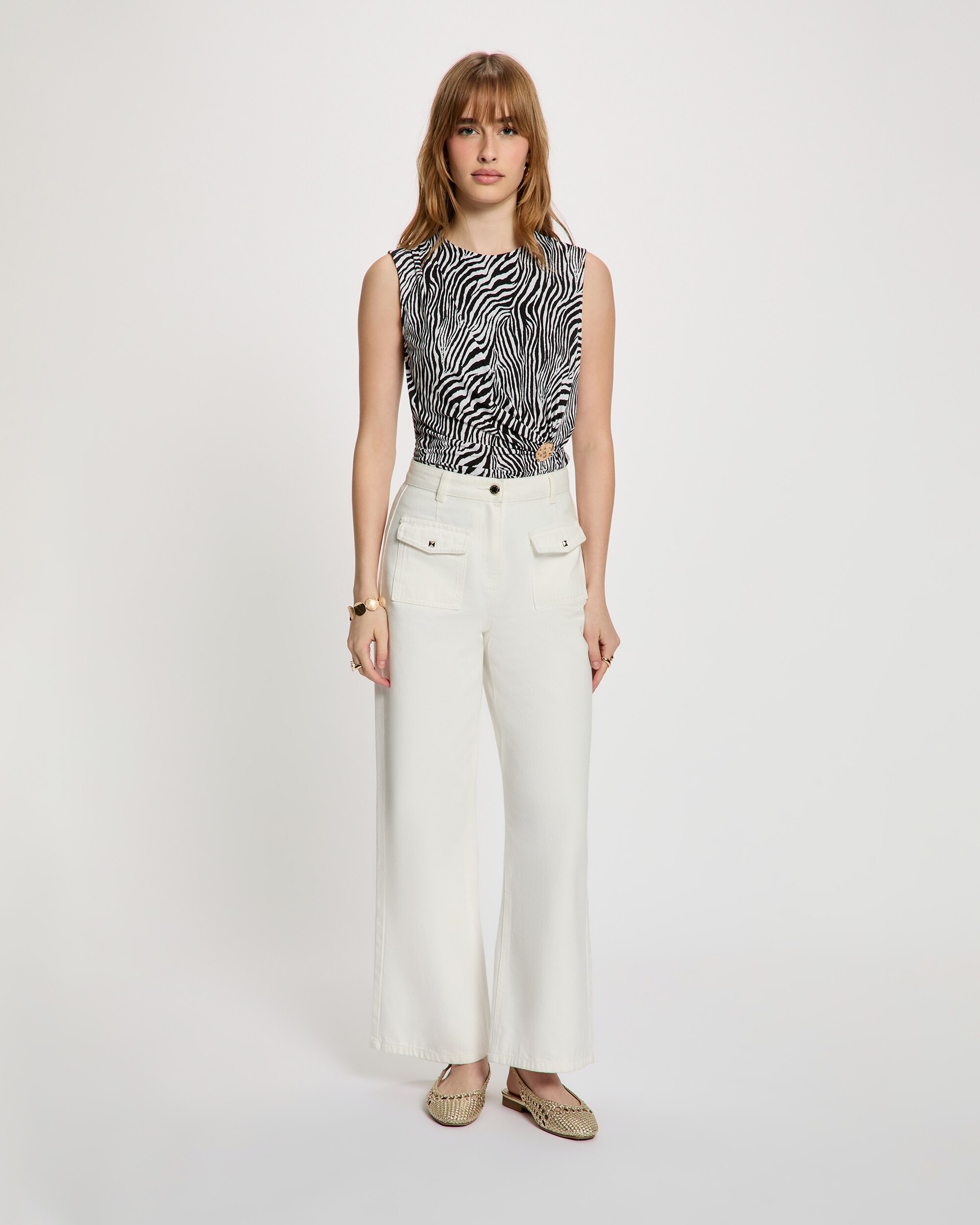 T-shirt Ajustada sem Mangas Multicolor-4