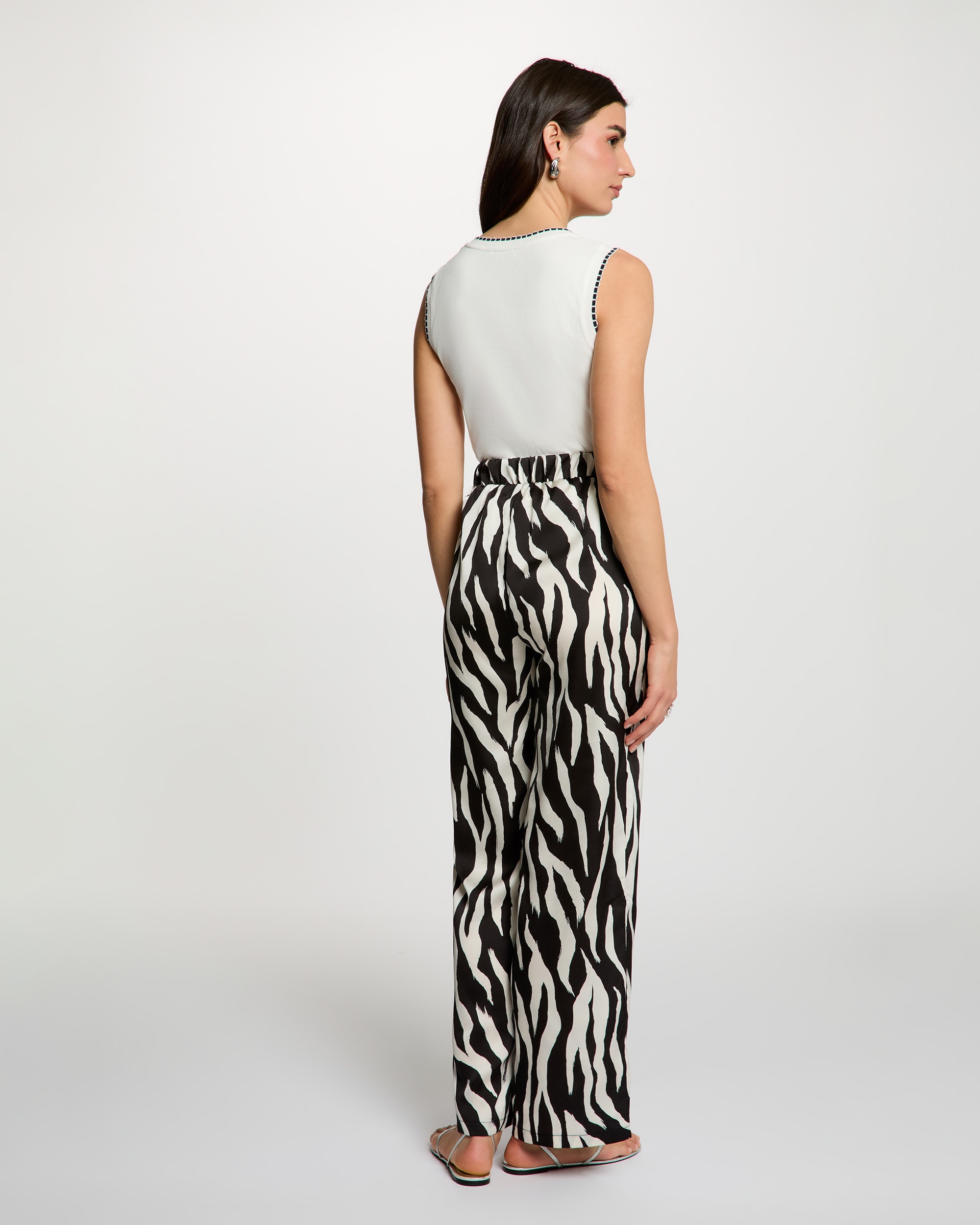 Calças Fluidas Estampadas Multicolor-3