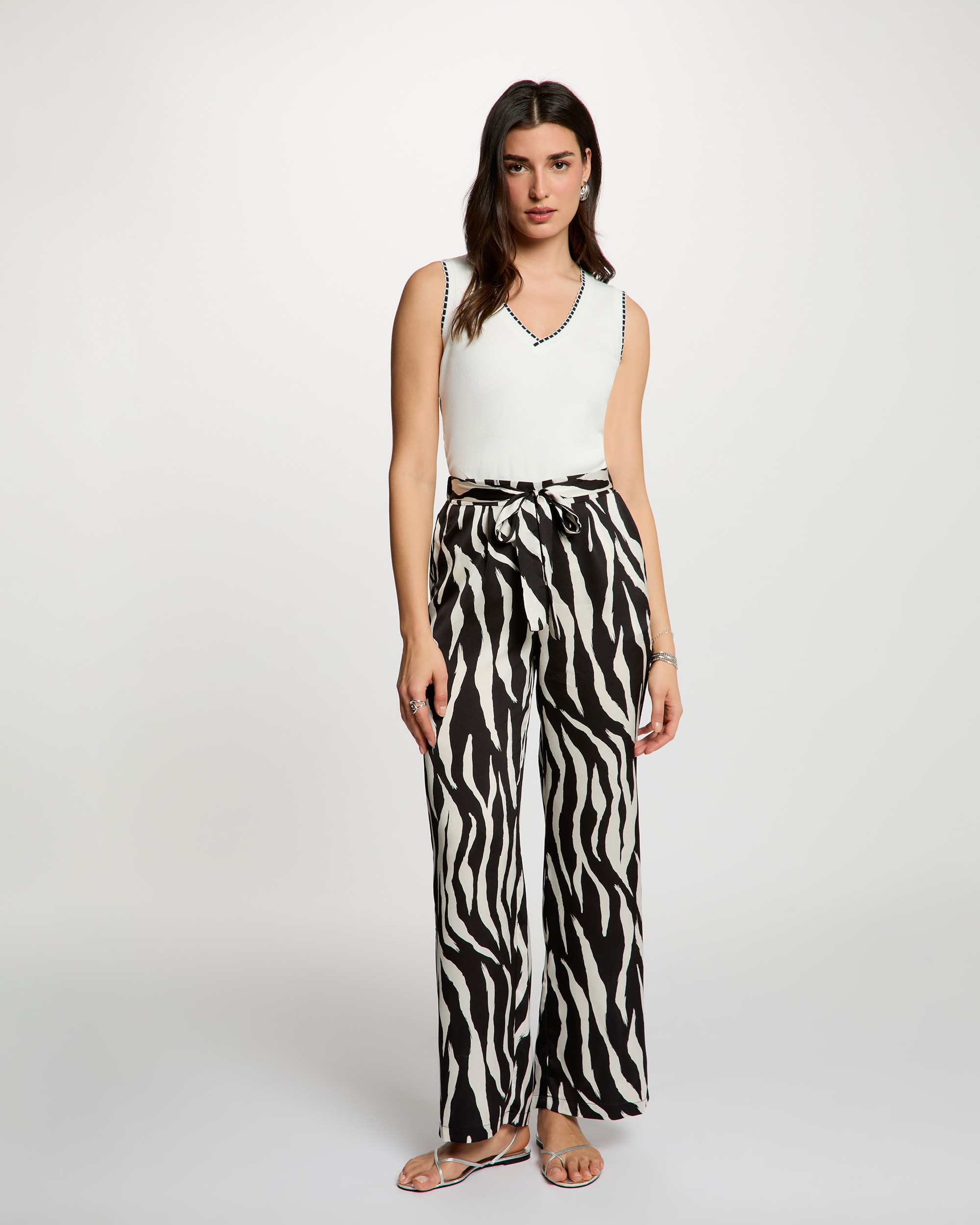 Calças Fluidas Estampadas Multicolor-4