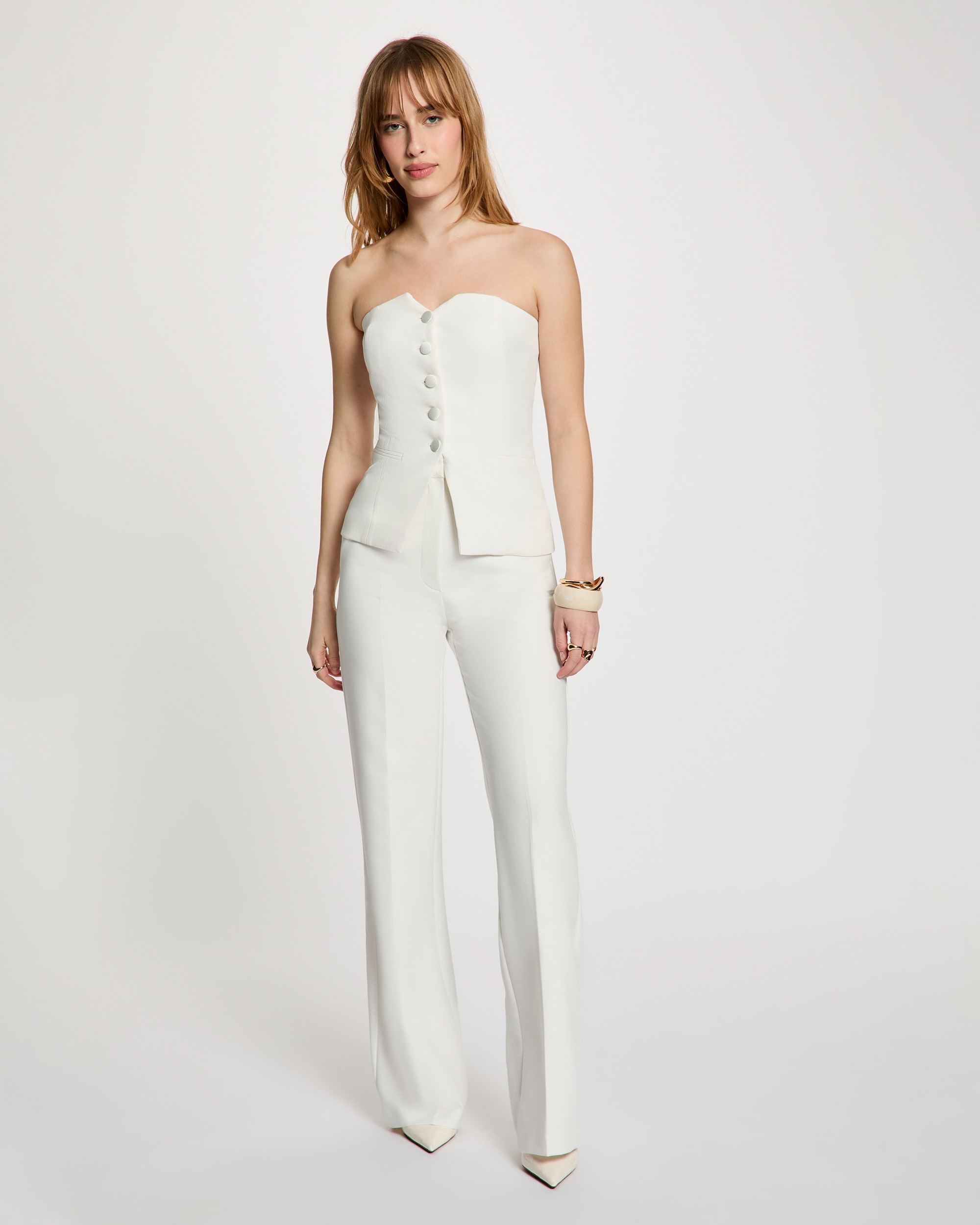 Top Ajustado Abotoado Branco-4