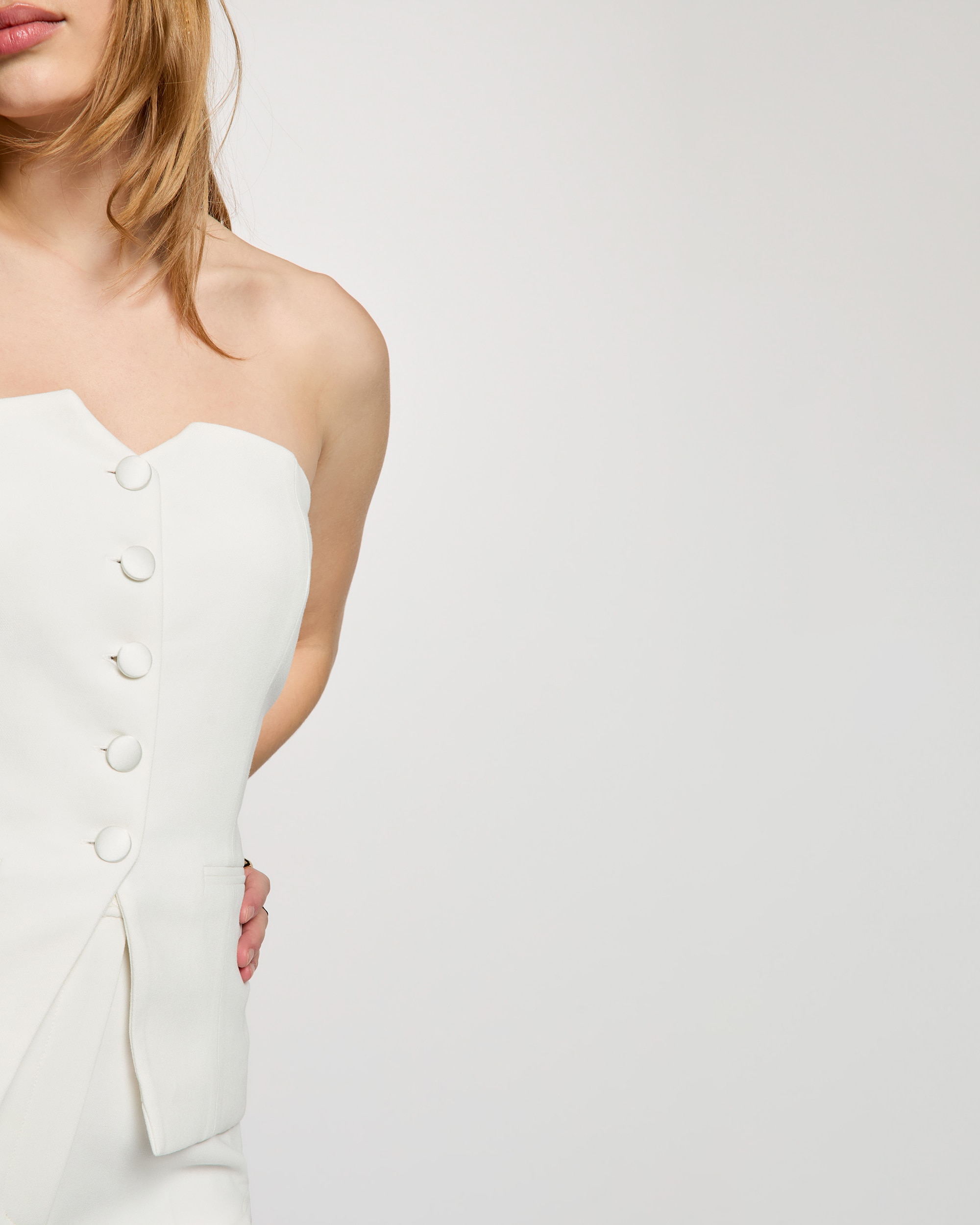 Top Ajustado Abotoado Branco-5