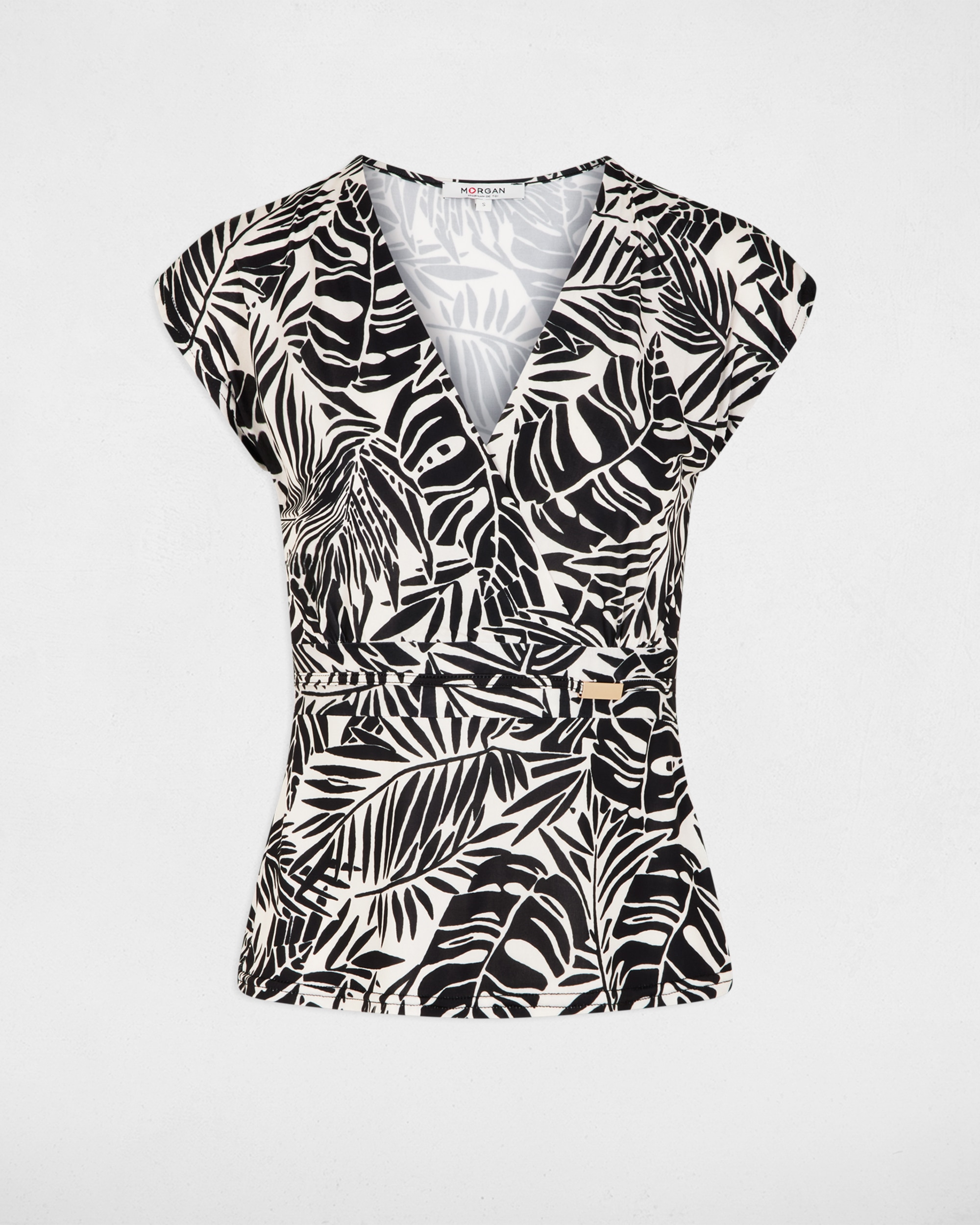 T-shirt Ajustada com Decote em V Multicolor-2