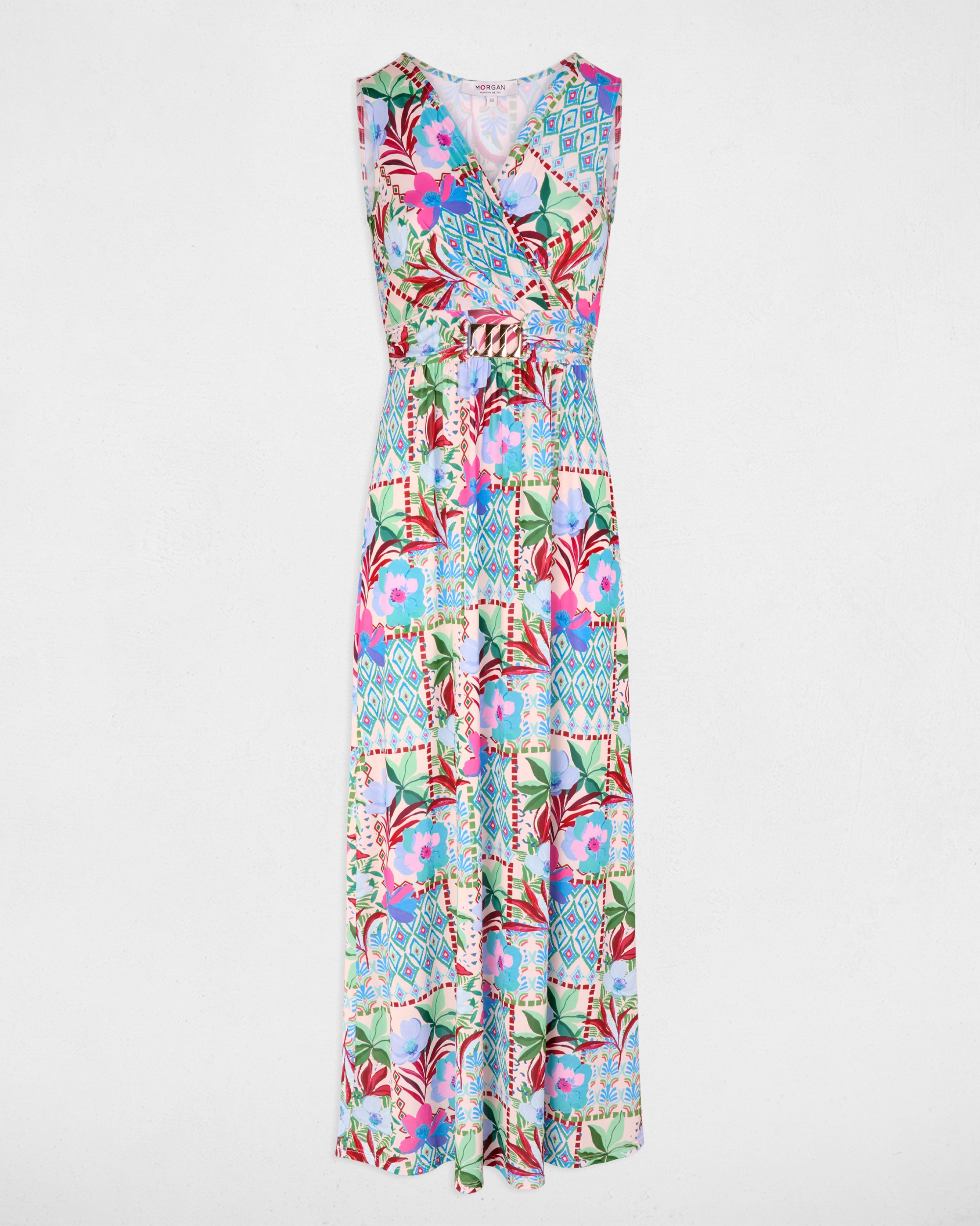 Vestido Comprido sem Mangas com Estampado Floral Multicolor-2