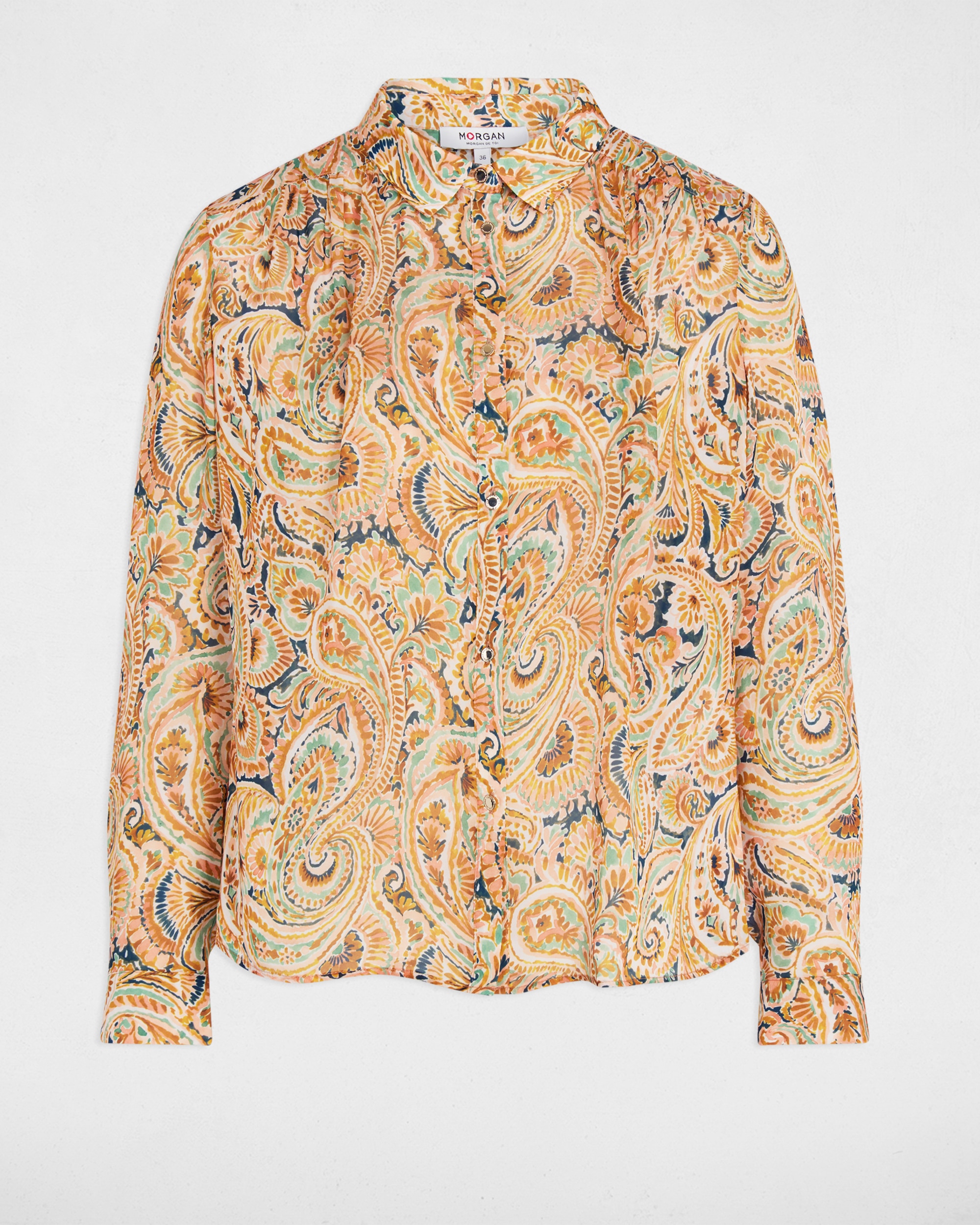 Camisa de Cetim com Estampado Floral Multicolor-2