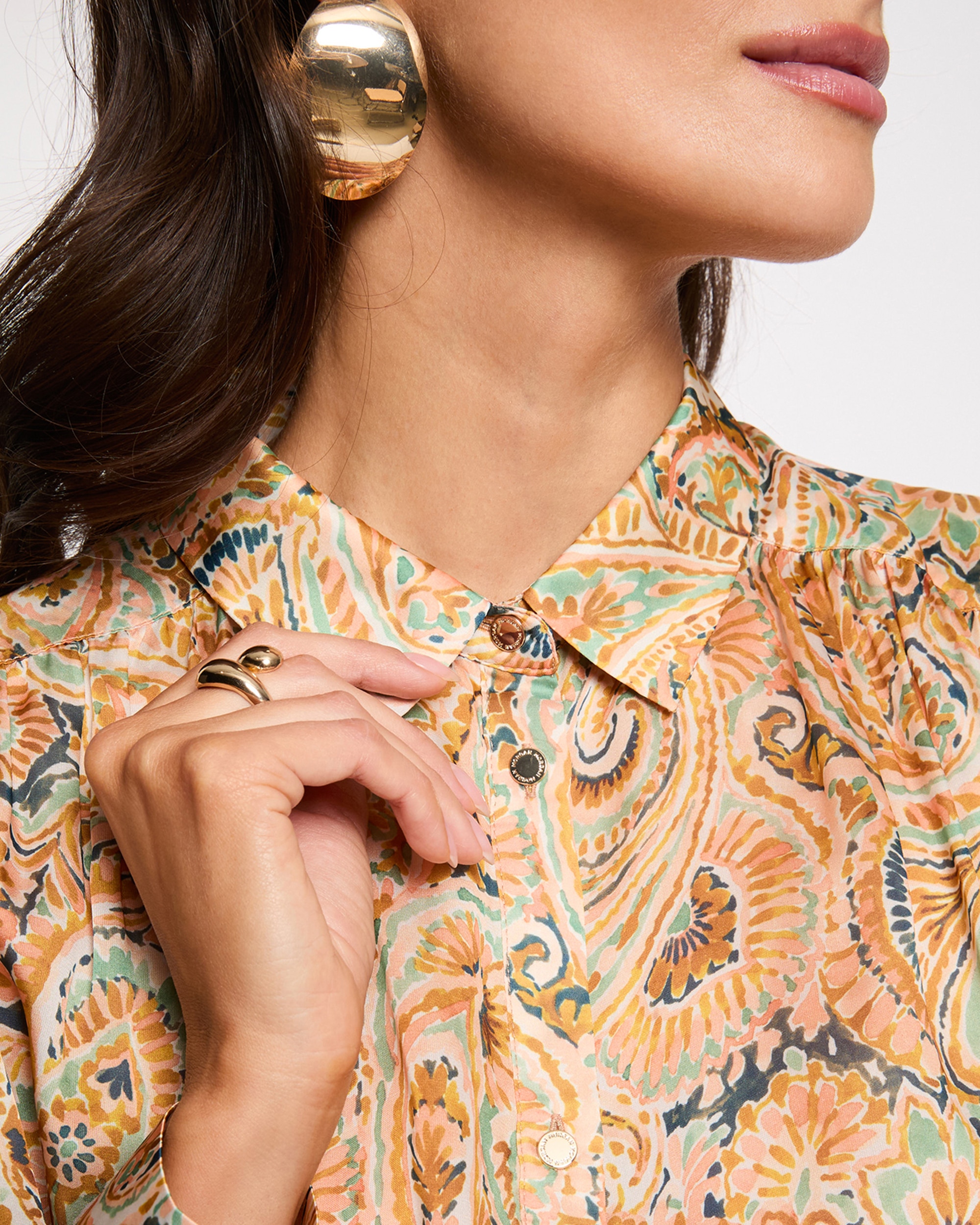 Camisa de Cetim com Estampado Floral Multicolor-5