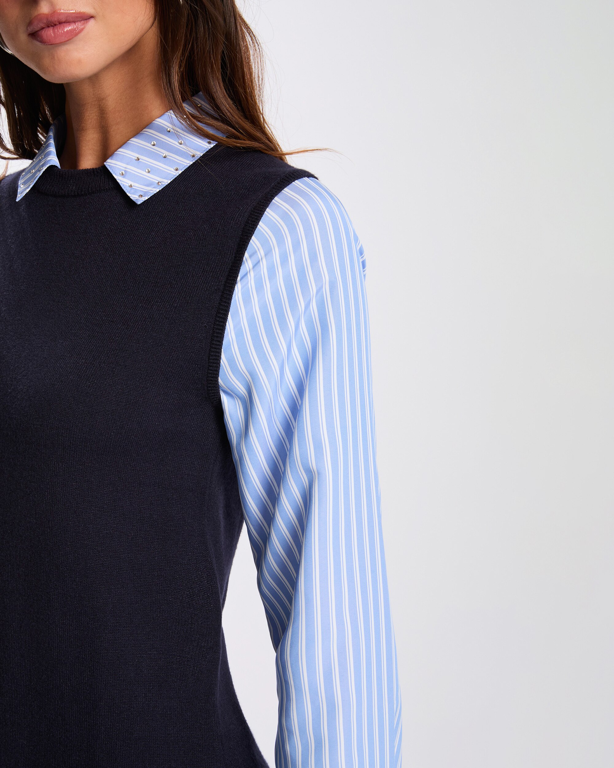 Vestido Curto com Gola Polo Efeito Camiseiro Azul-escuro-5