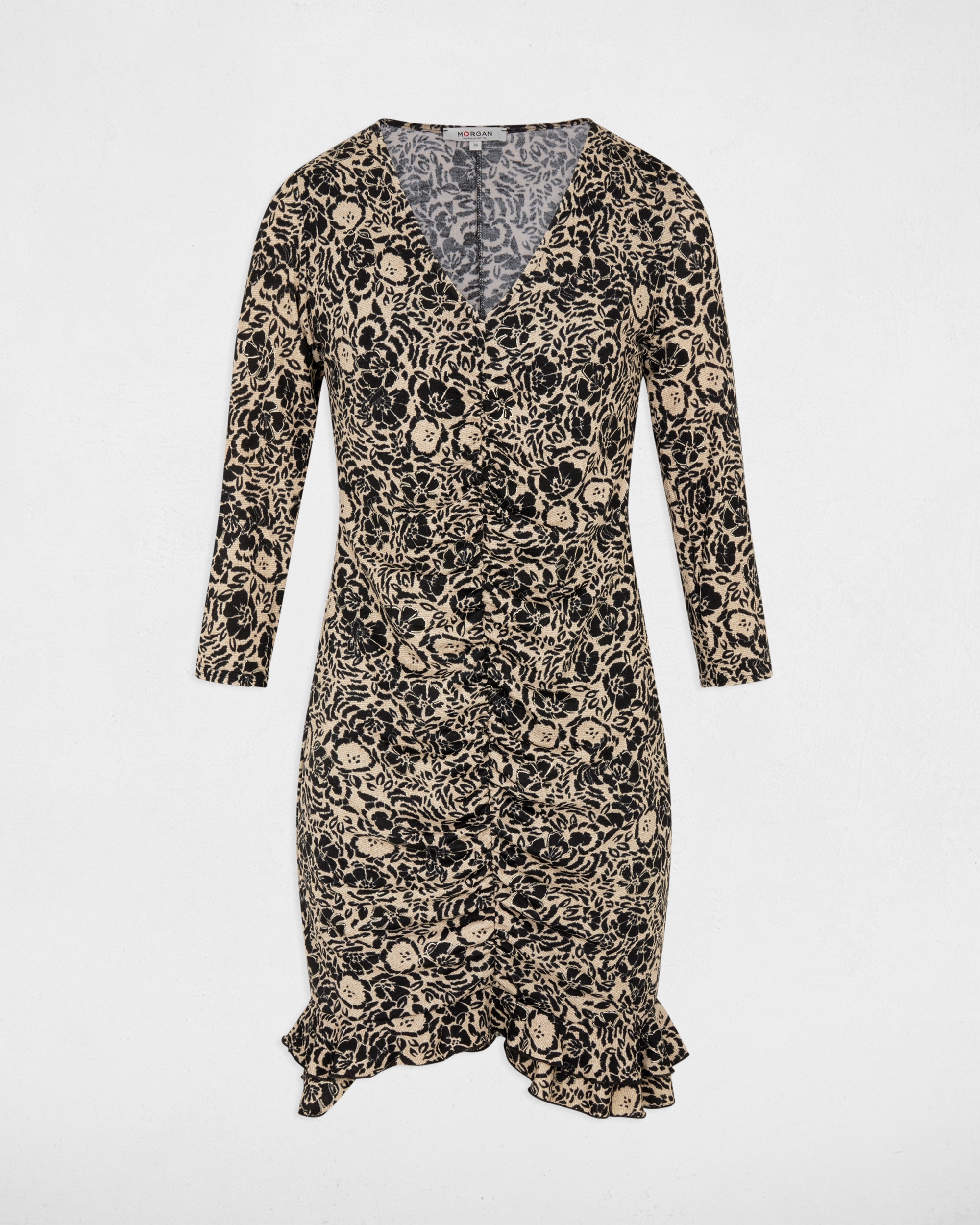 Vestido de Malha com Decote em V e Estampado Floral Multicolor-2