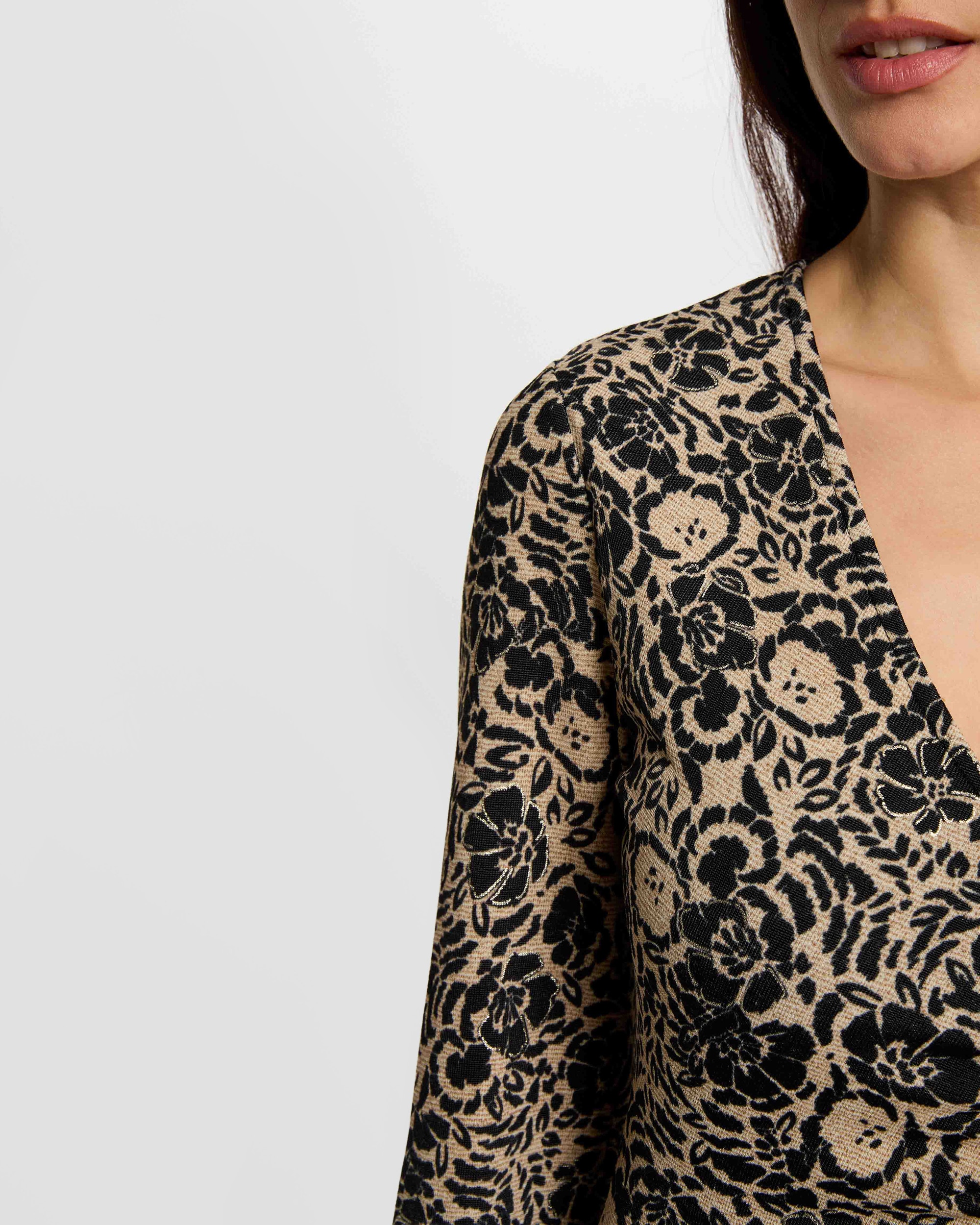 Vestido de Malha com Decote em V e Estampado Floral Multicolor-5