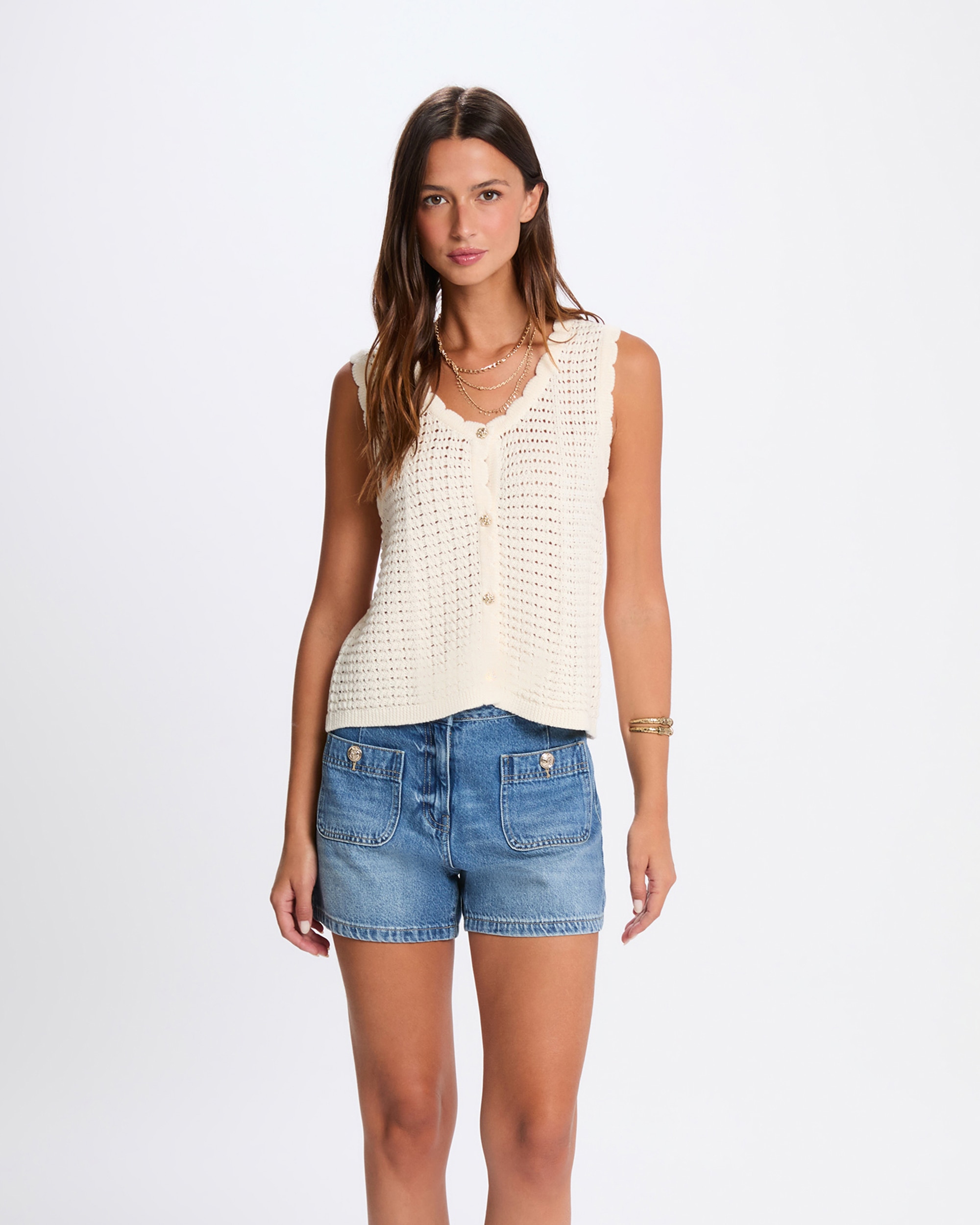 Colete Perfurado sem Mangas Cru-1