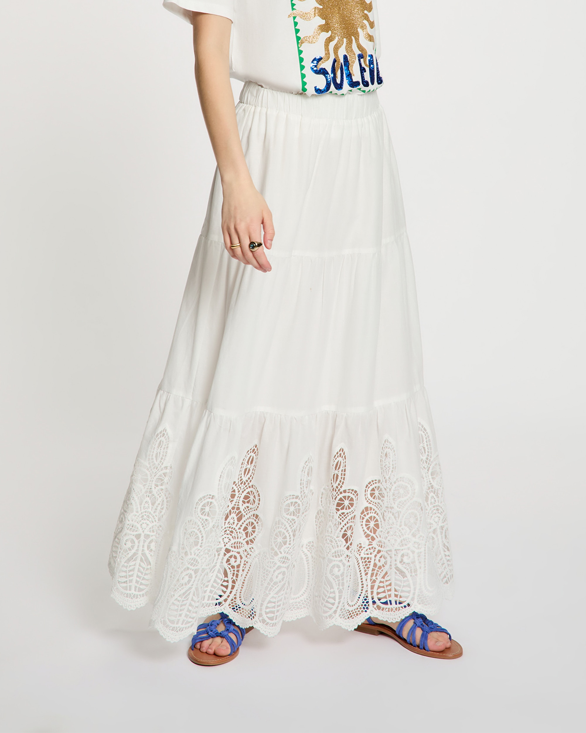 T-shirt com Decote Redondo e Estampado Branco-4