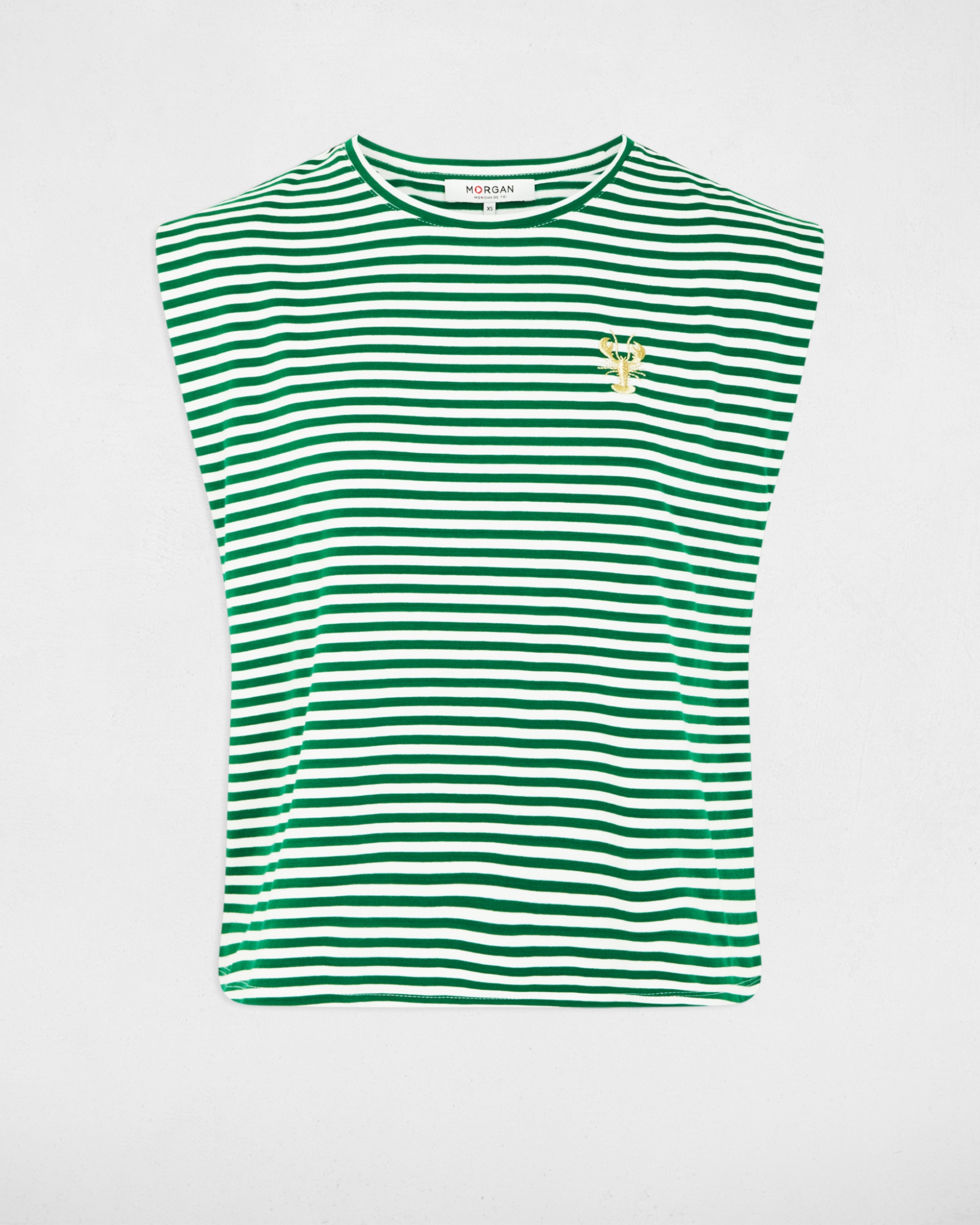 T-shirt Às Riscas Bordada Verde-2
