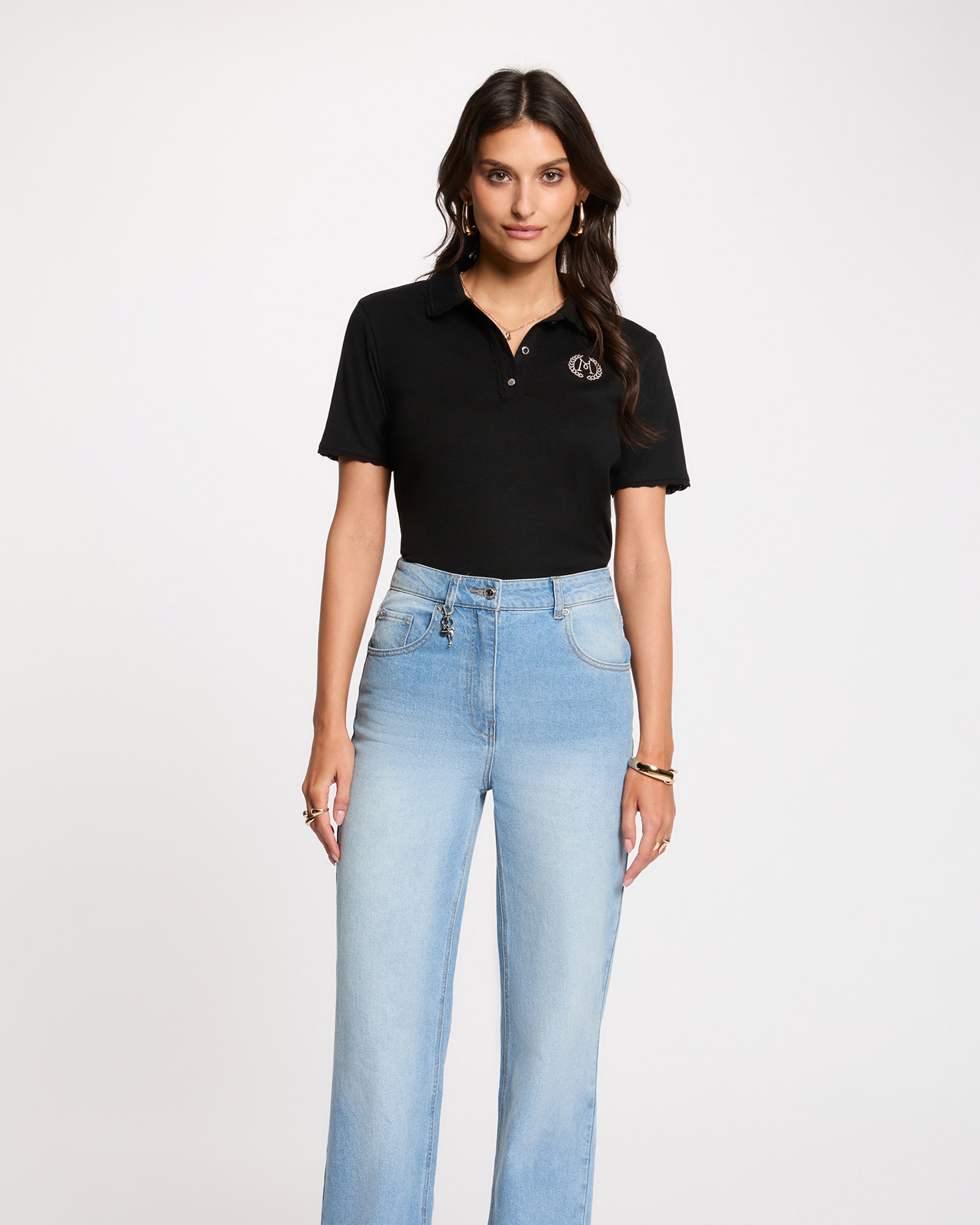 Polo Leve com Logo Bordado Preto-1