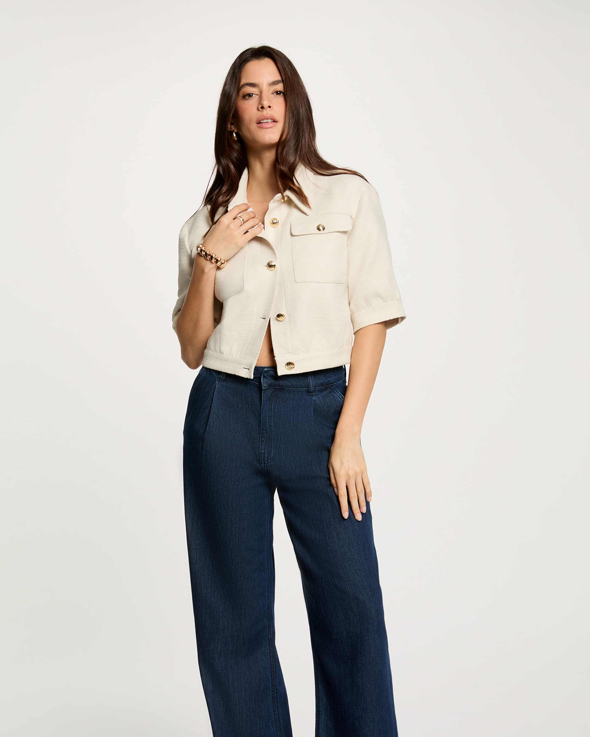 Imagem 0 de Casaco de Tweed de Manga Curta