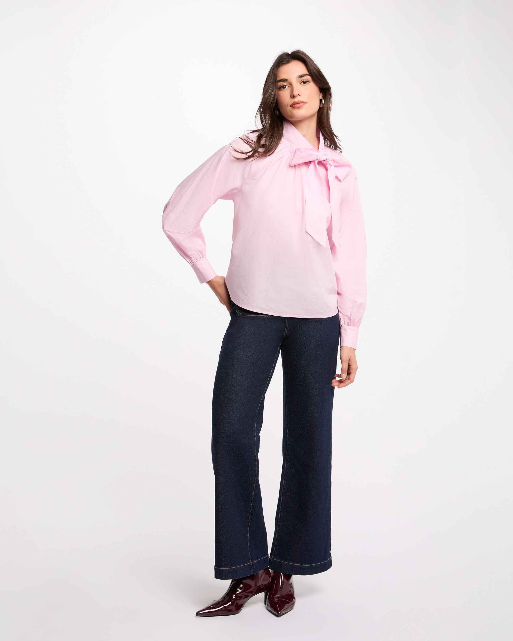 Blusa com Gola Laçada Rosa-claro-4