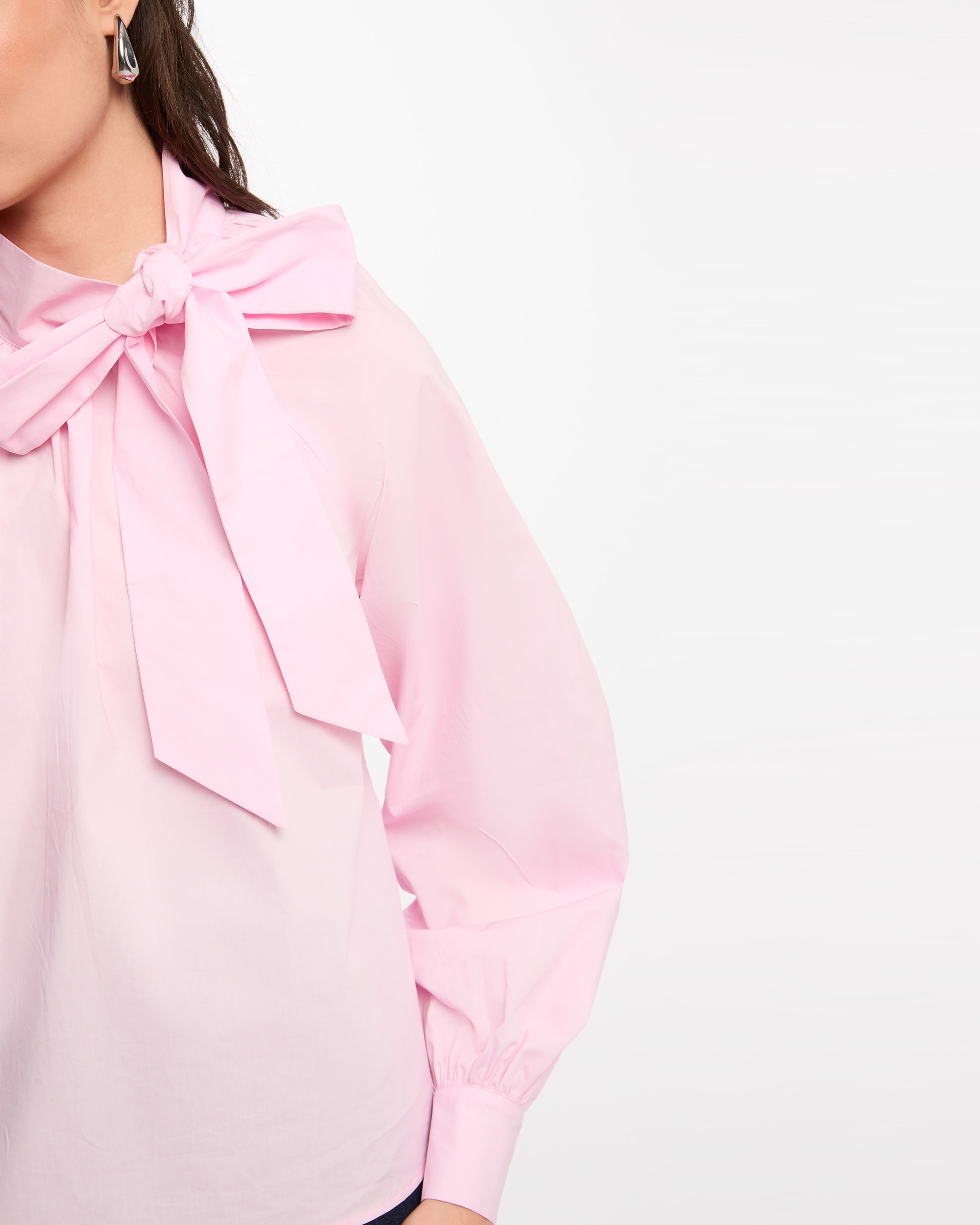 Blusa com Gola Laçada Rosa-claro-5