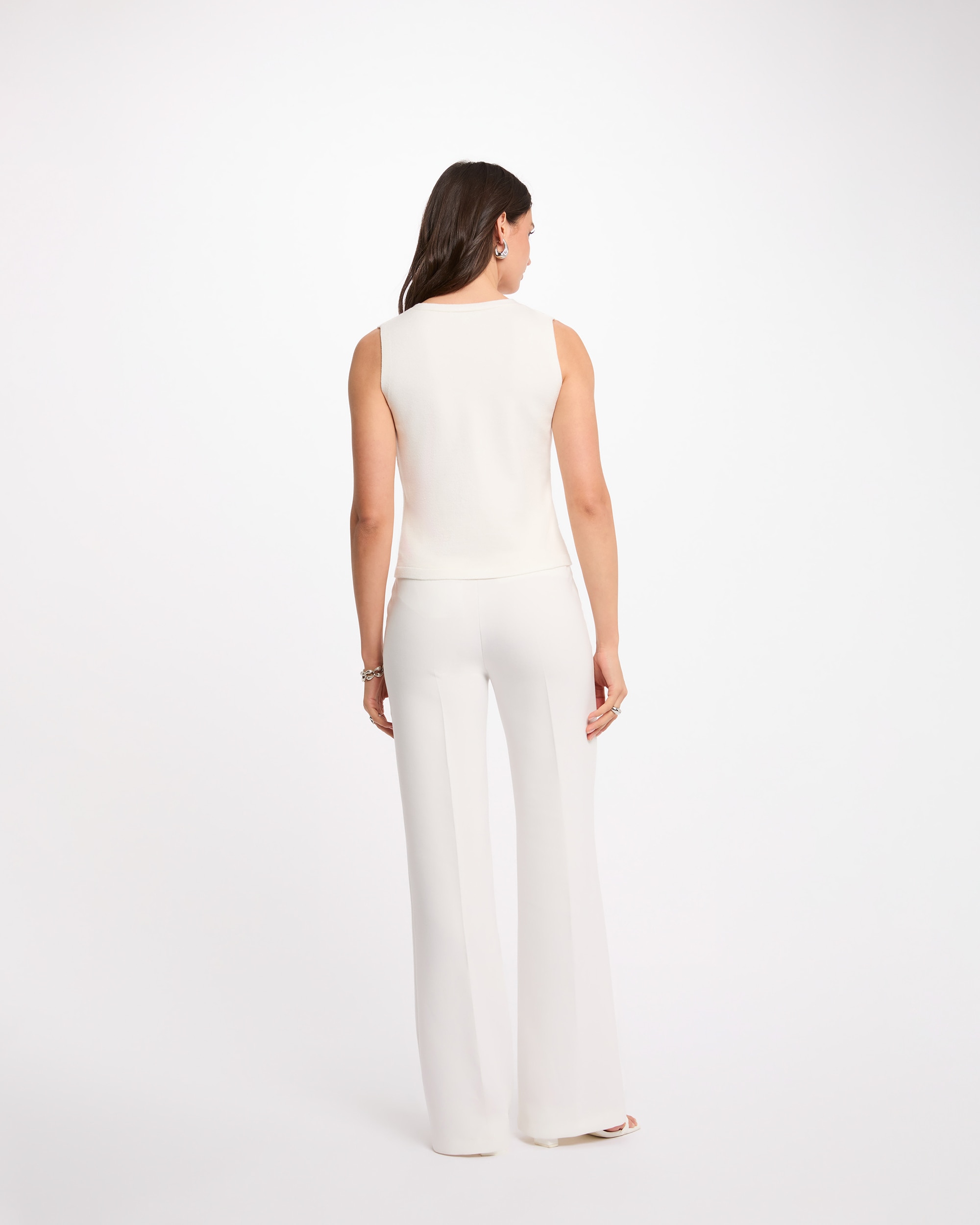 Cardigan sem Mangas com Decote em V Branco-3