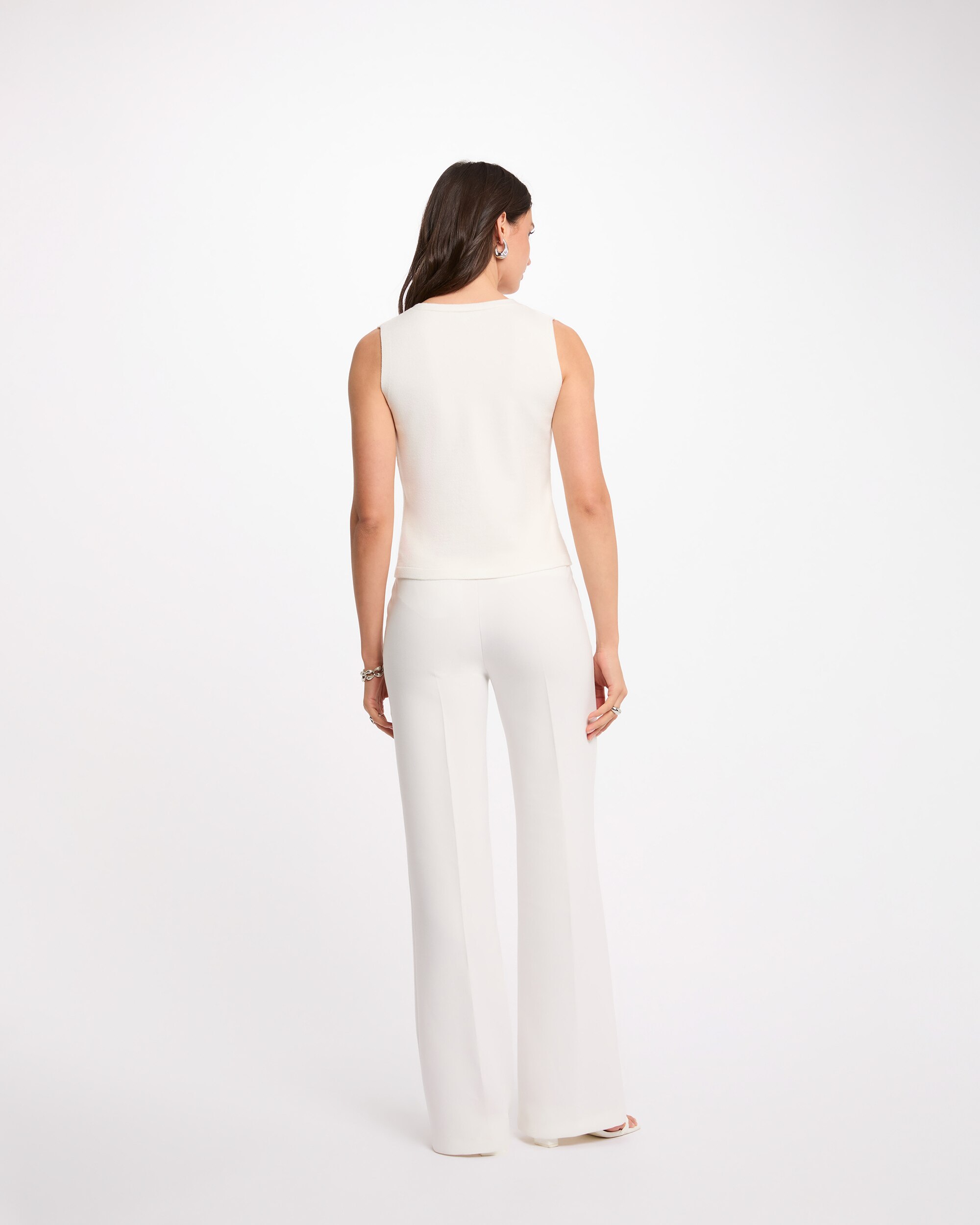 Cardigan sem Mangas com Decote em V Branco-3