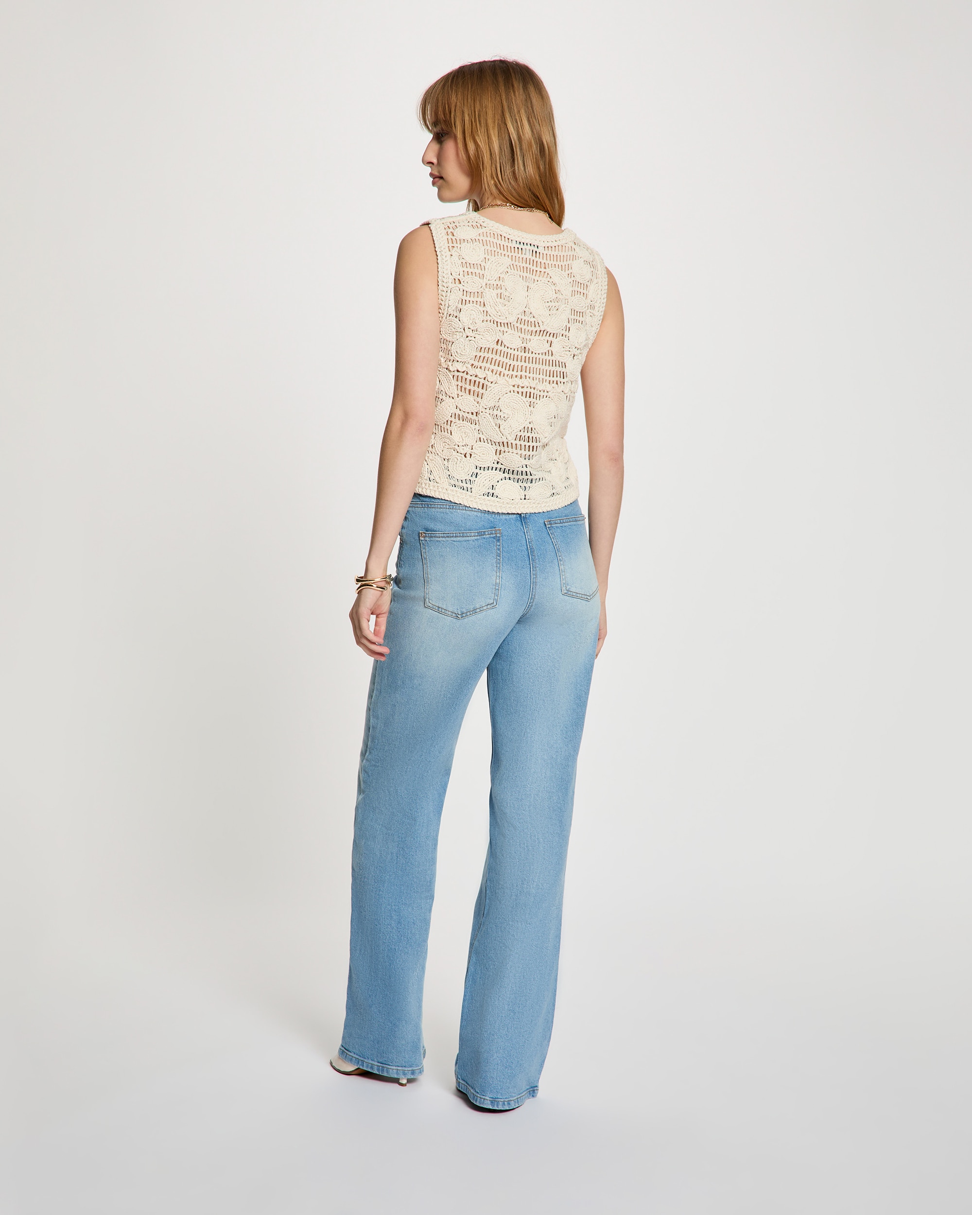 Top Perfurado sem Mangas com Decote em V Multicolor-3