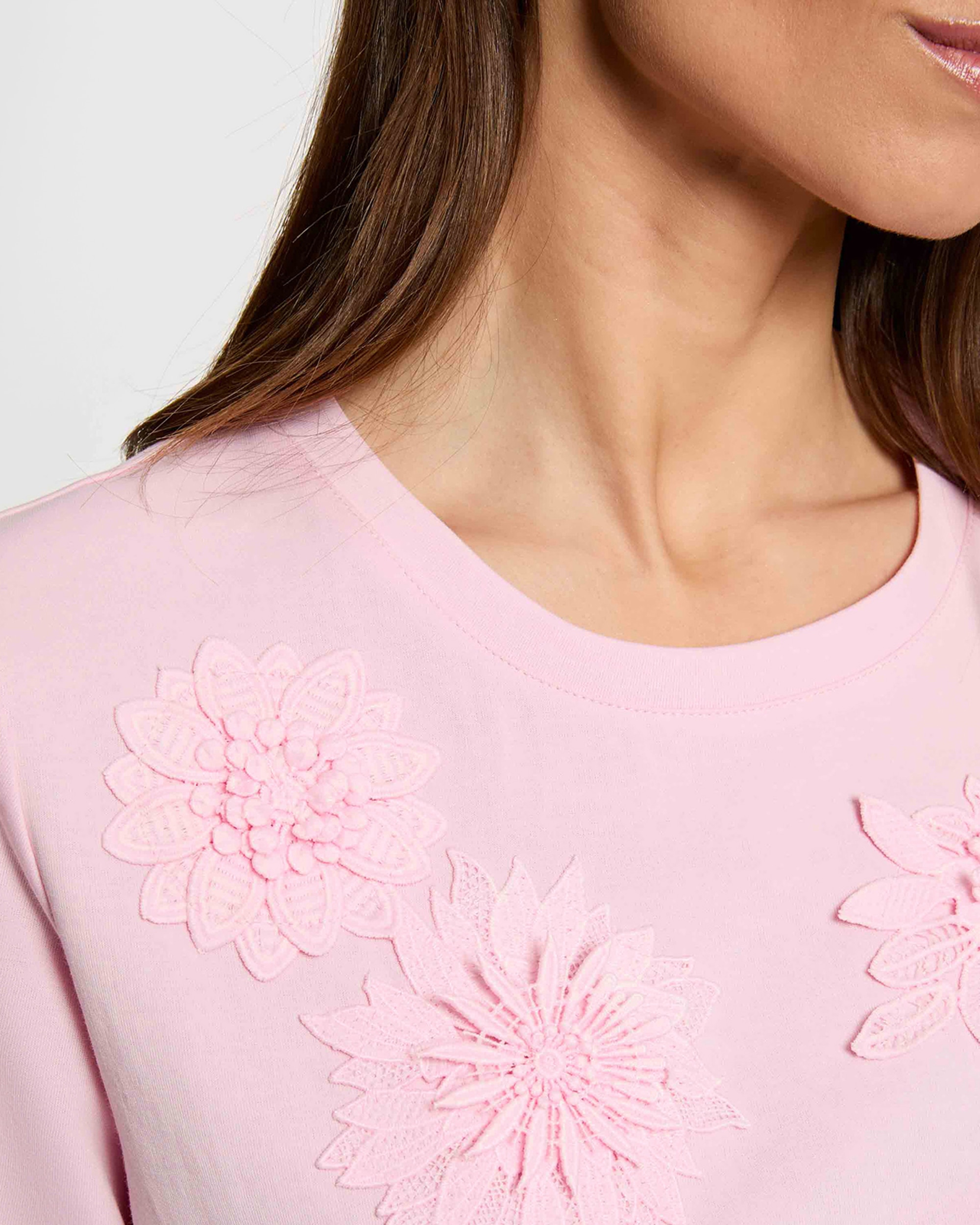 T-shirt Boxy com Decote Redondo Rosa-5