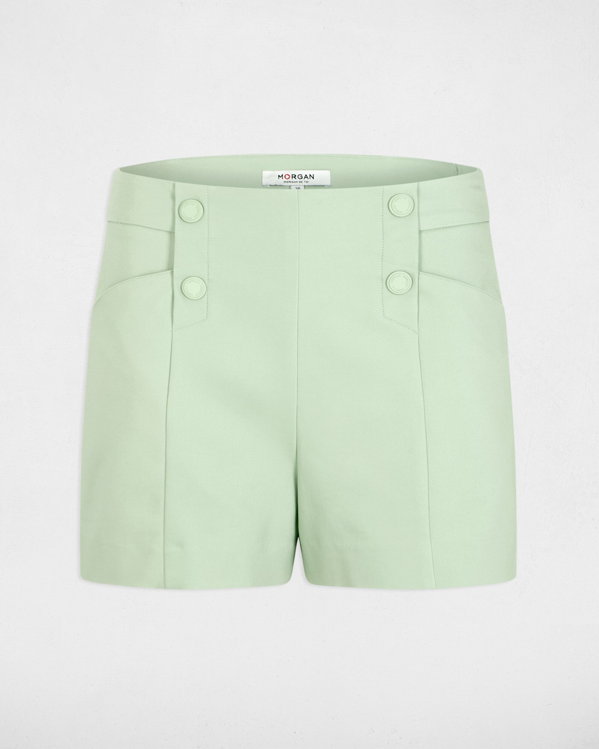 Shorts com Corte a Direito e Pinças Verde-claro-2