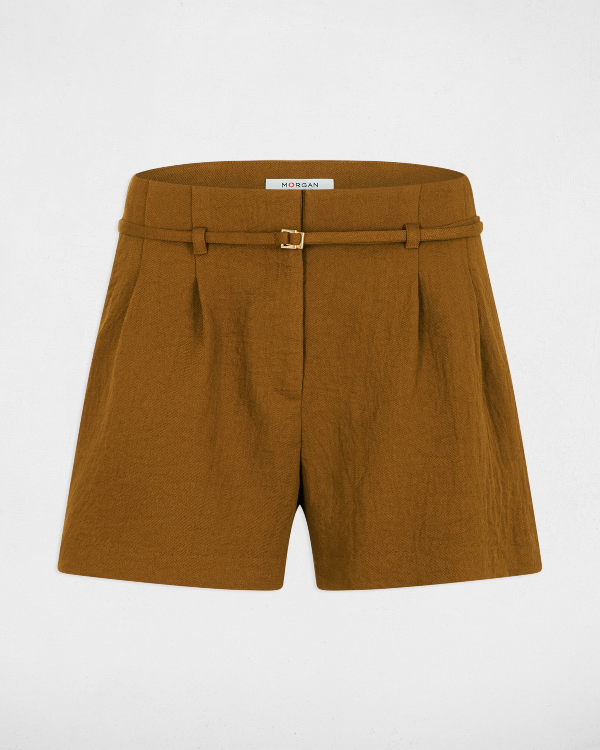 Shorts de Cintura Subida Camel-2