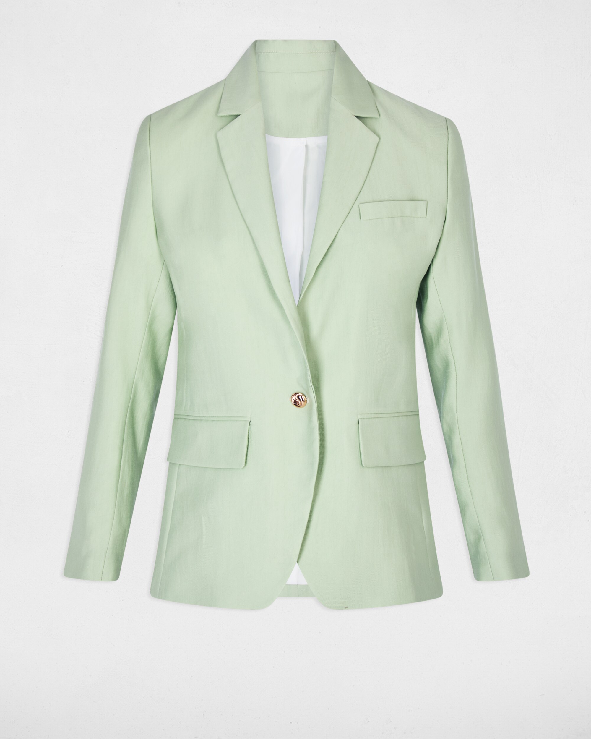 Blazer Ajustado com Gola Sastre Verde-claro-2