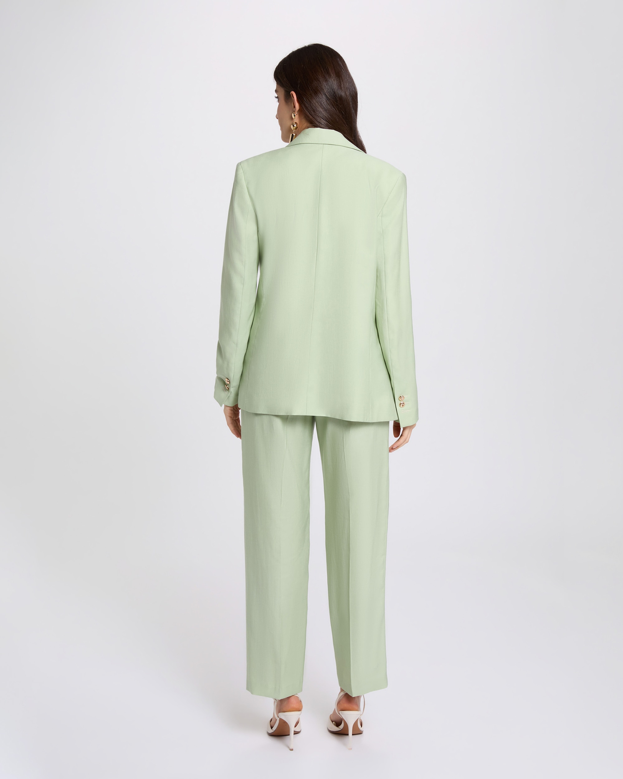 Blazer Ajustado com Gola Sastre Verde-claro-3