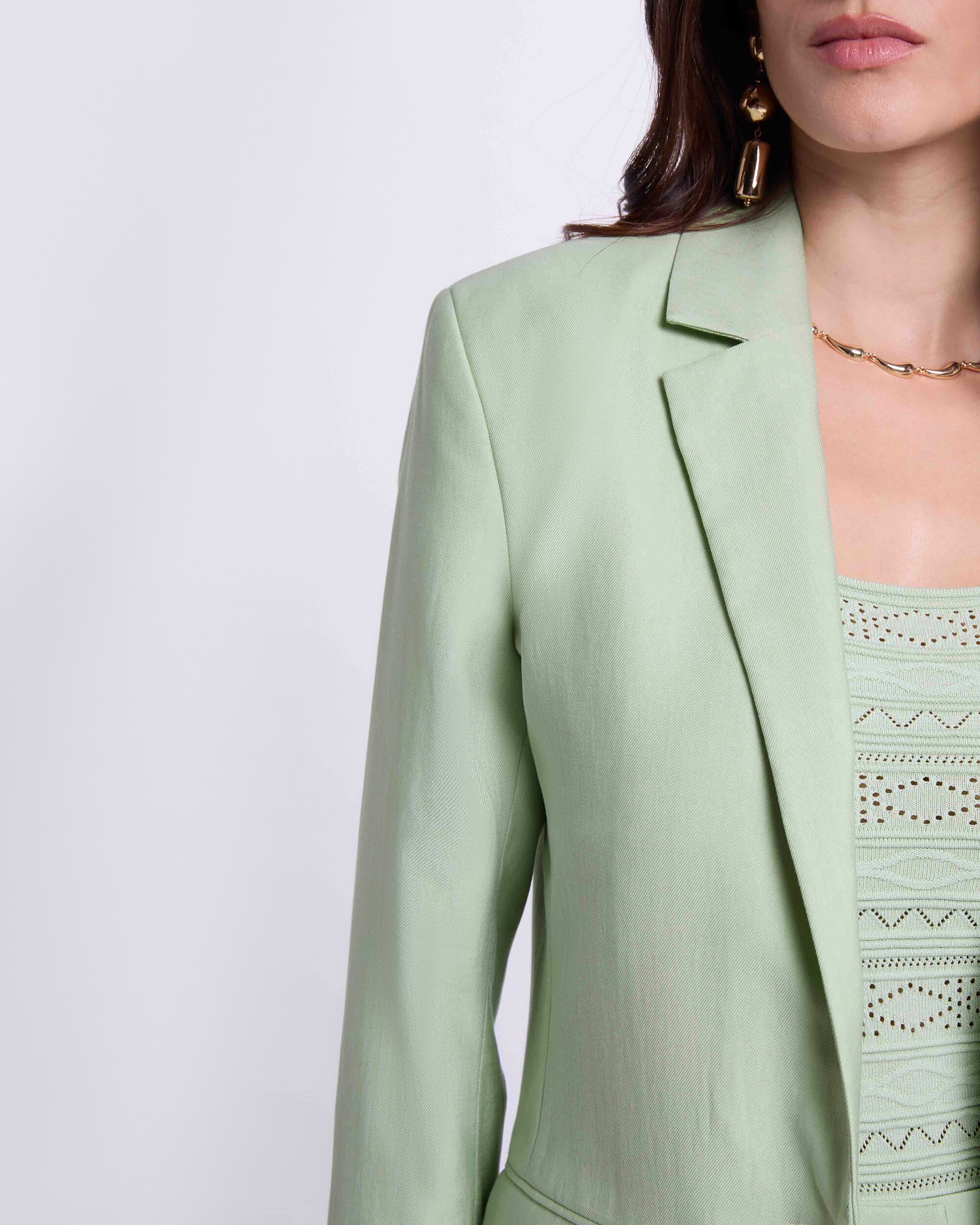 Blazer Ajustado com Gola Sastre Verde-claro-5