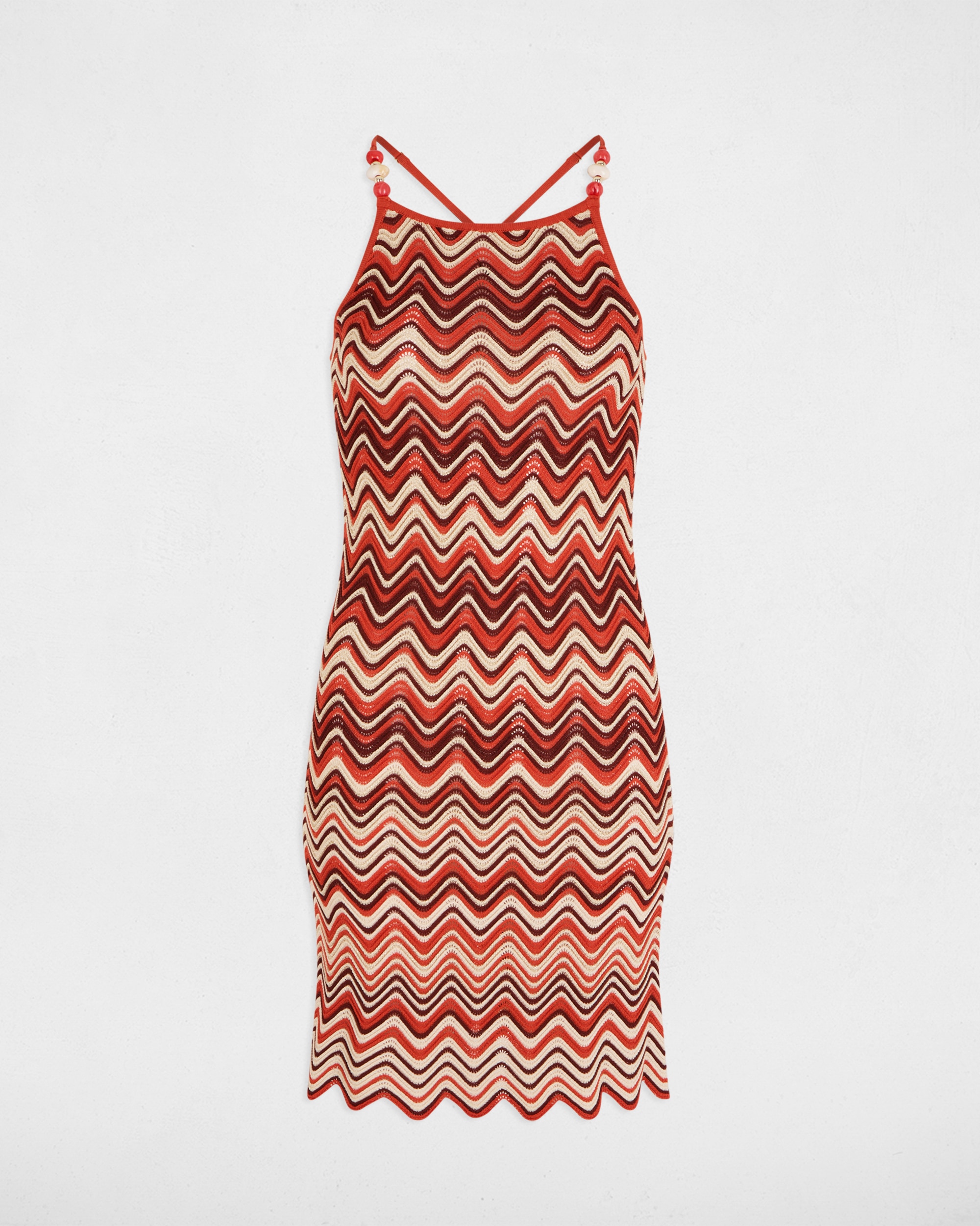 Vestido Curto de Malha com Chevron Castanho-2