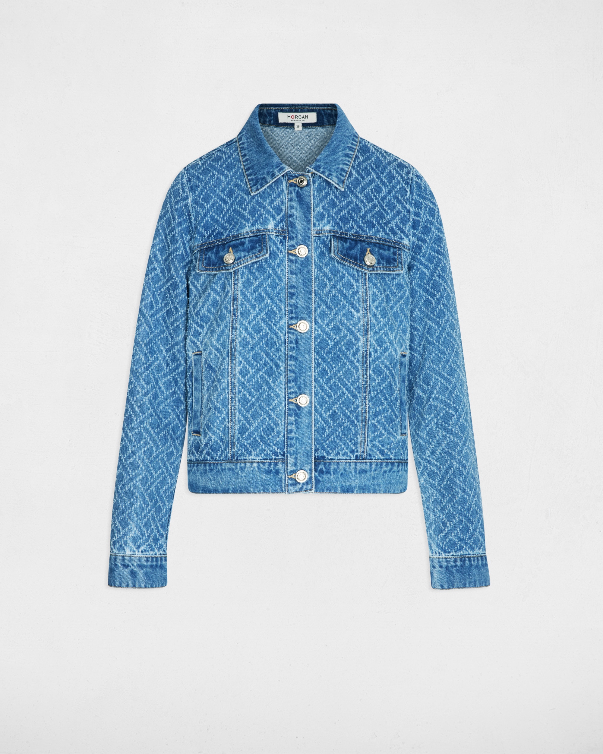 Casaco Jeans com Pespontos Azul denim-2