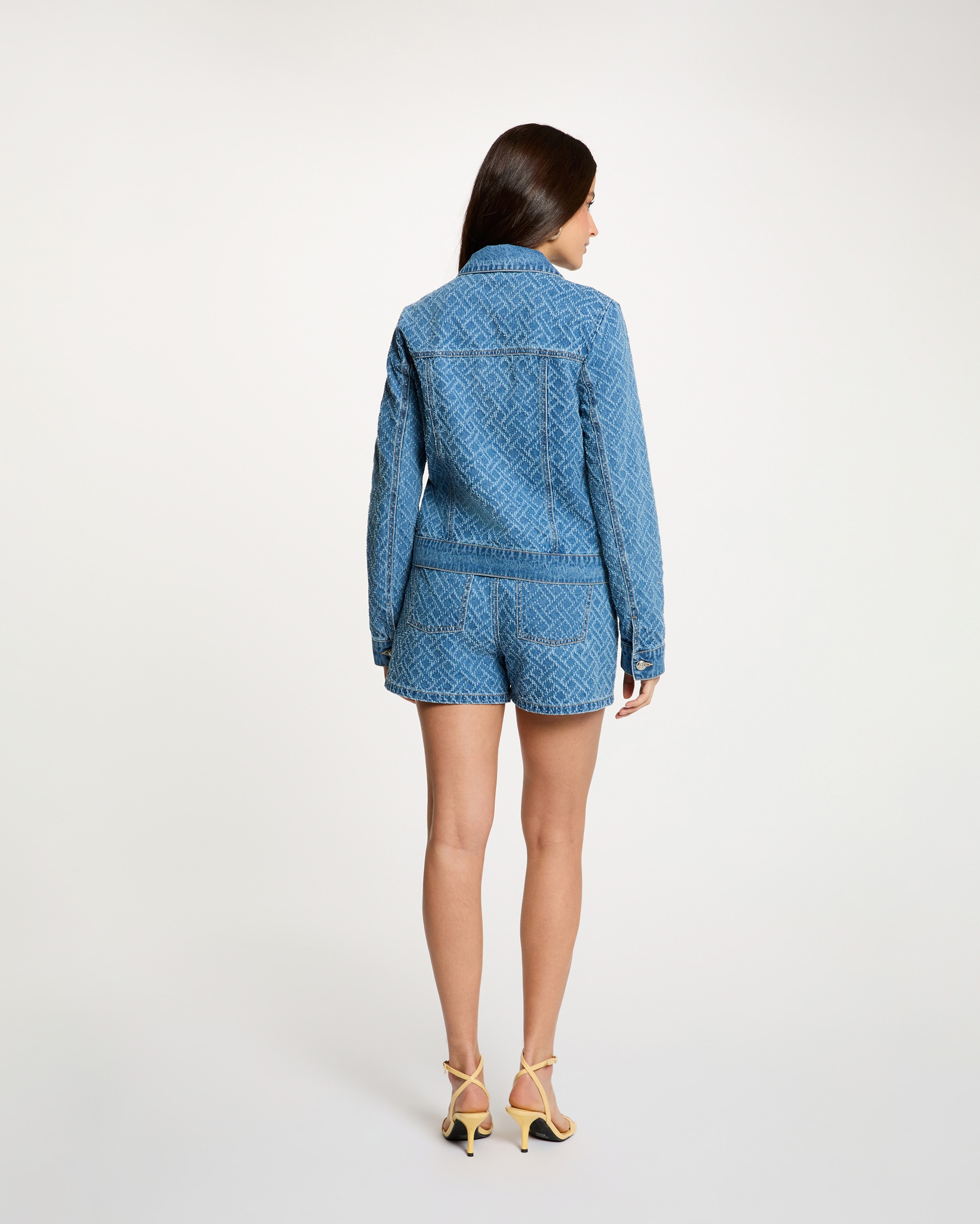 Casaco Jeans com Pespontos Azul denim-3