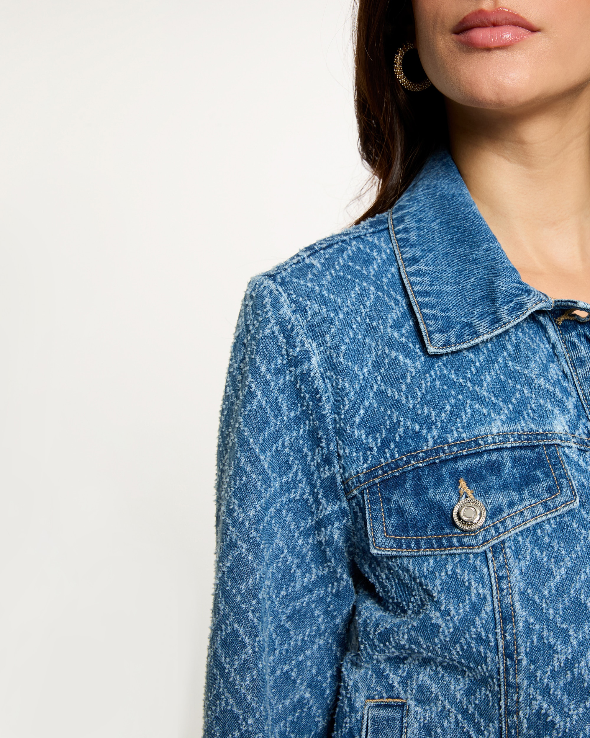 Casaco Jeans com Pespontos Azul denim-5
